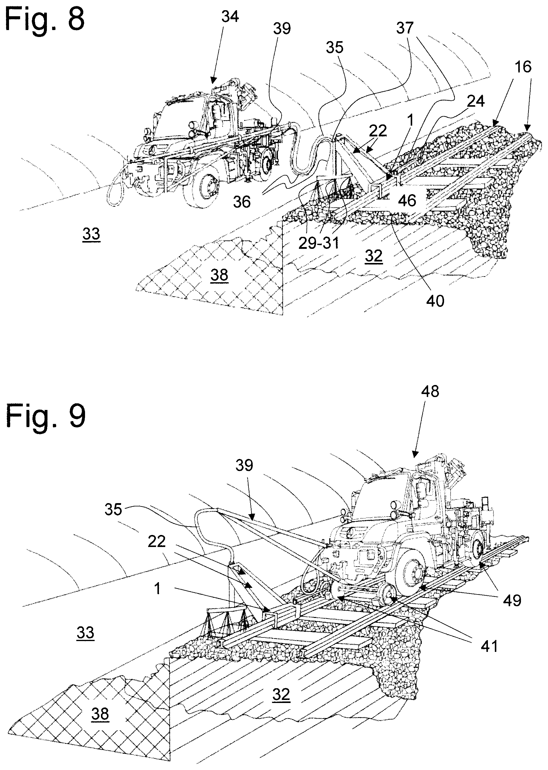 Patent US12618200 Figure 6 – Apparatus and method for applying single-component or multi-component adhesive to a ballast bed and use