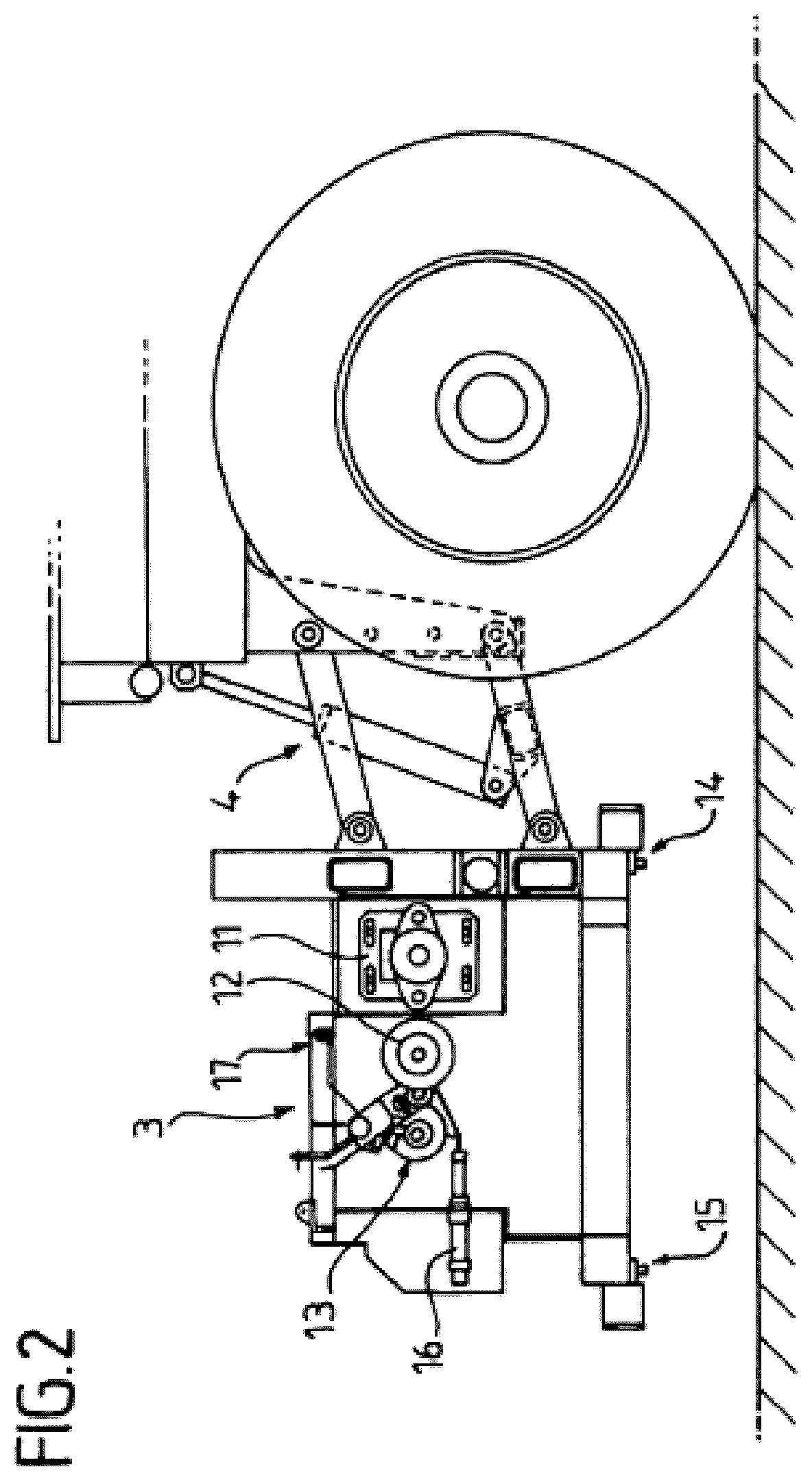 Patent US12618202 Figure 2 – Method for renovating a roadway and machine for simultaneous spreading of fibres and bitumen emulsion