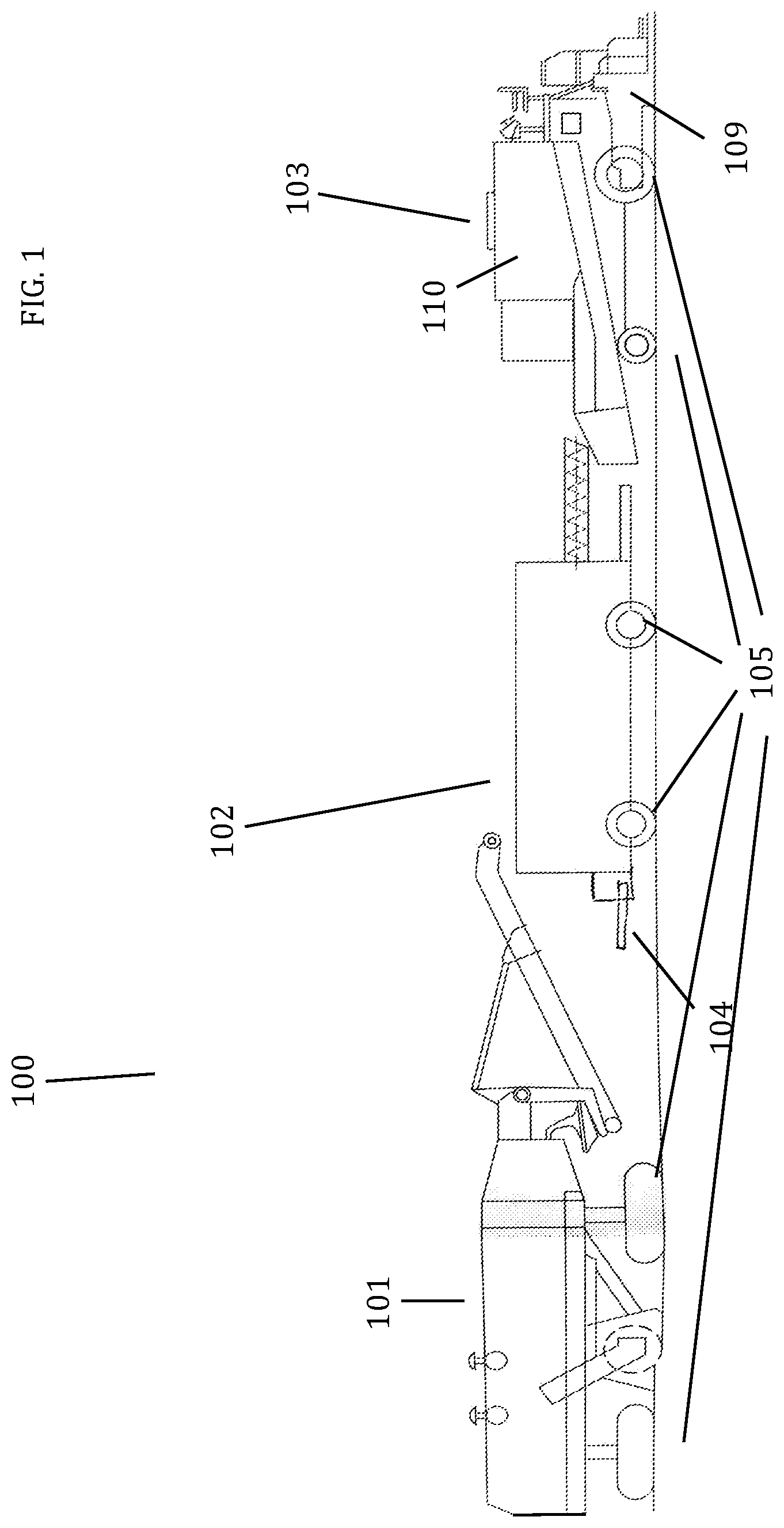 Patent US12618204 Figure 1 – Asphalt paving device