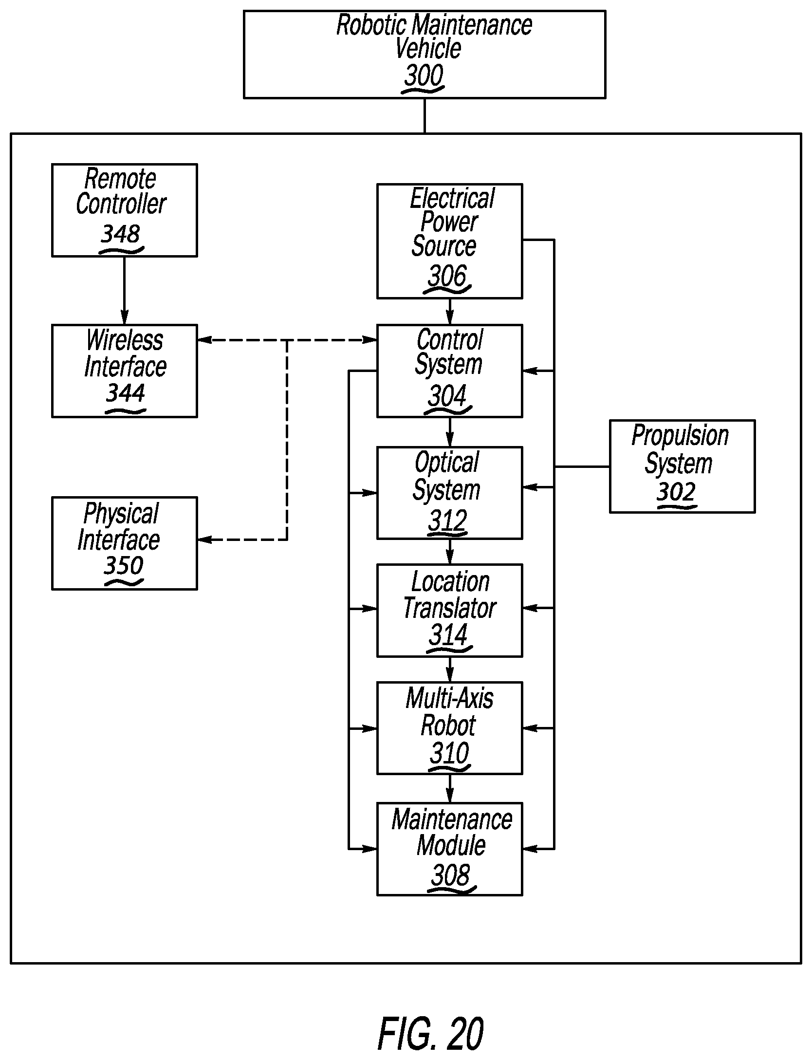 Patent US12618206 Figure 12 – Robotic maintenance vehicle and modules