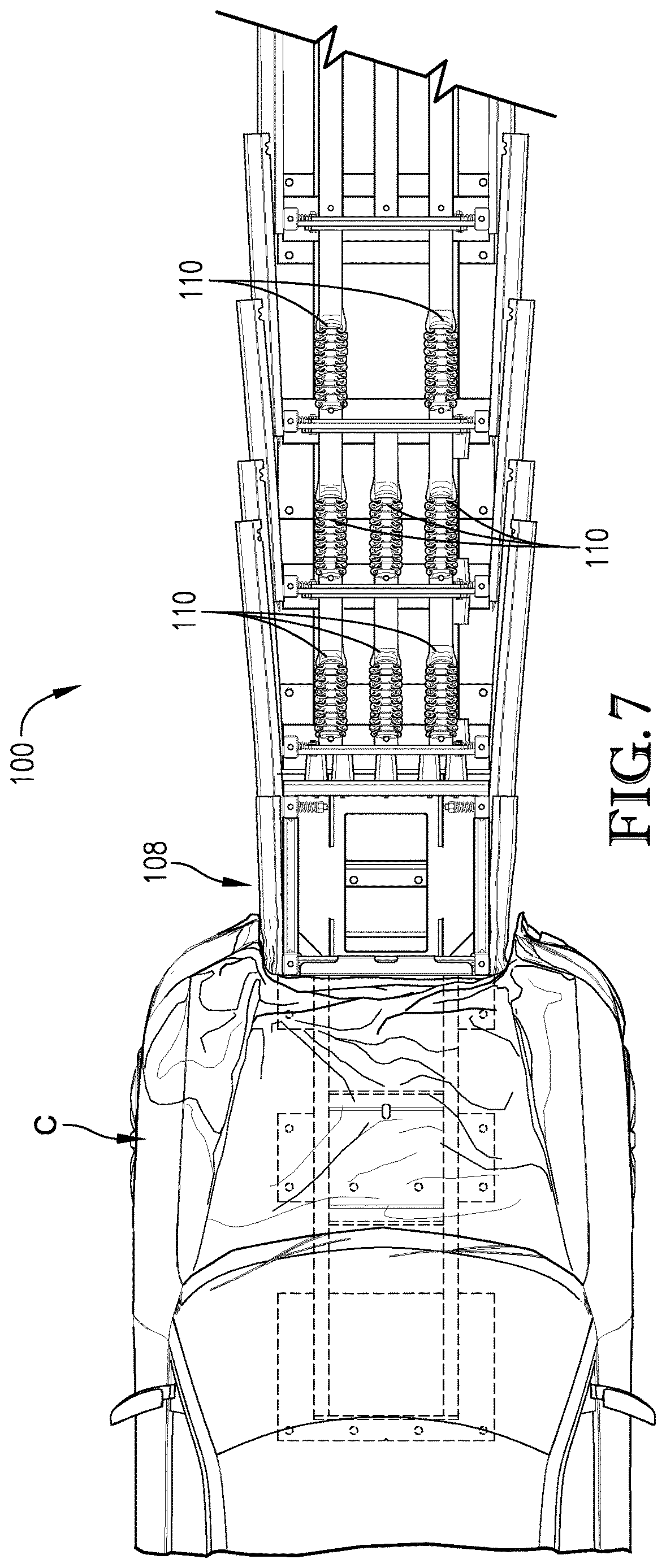 Patent US12618208 Figure 6 – Restorable crash cushion apparatus