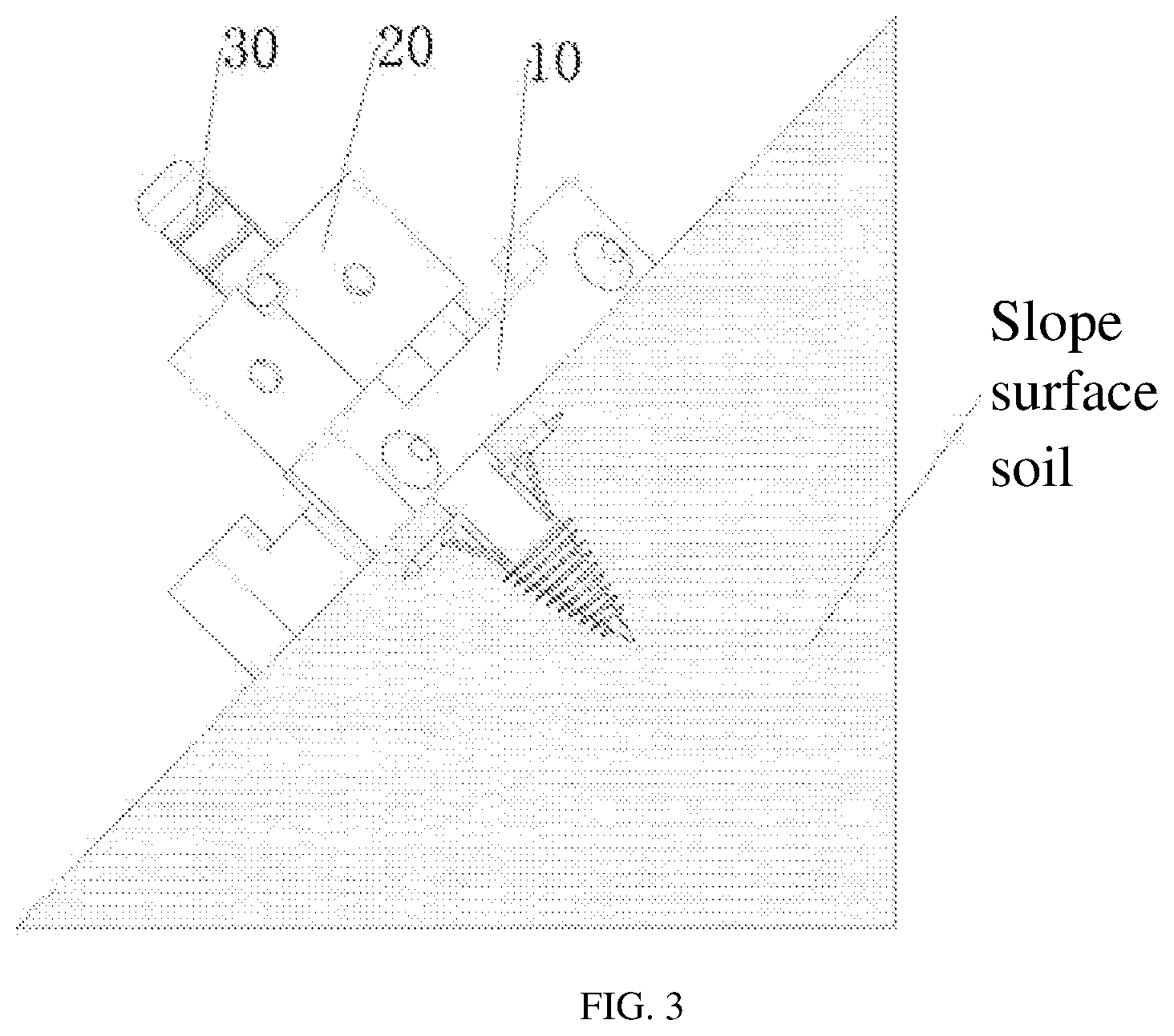Patent US12618216 Figure 3 – Slope reinforcing and protecting device for hydraulic engineering