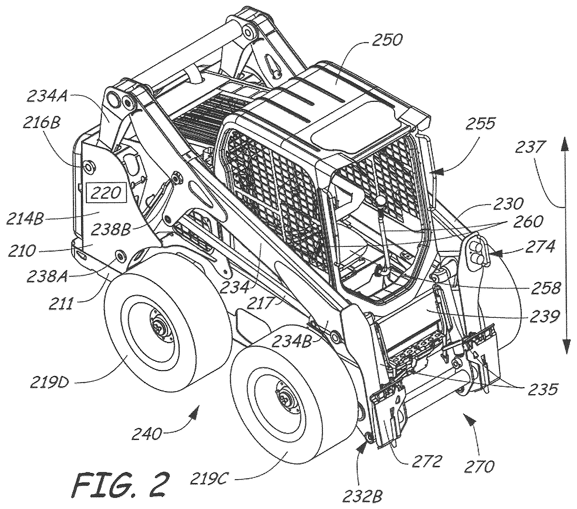 Patent US12618219 Figure 2 – Automated coupling of an implement to an implement carrier of a power machine