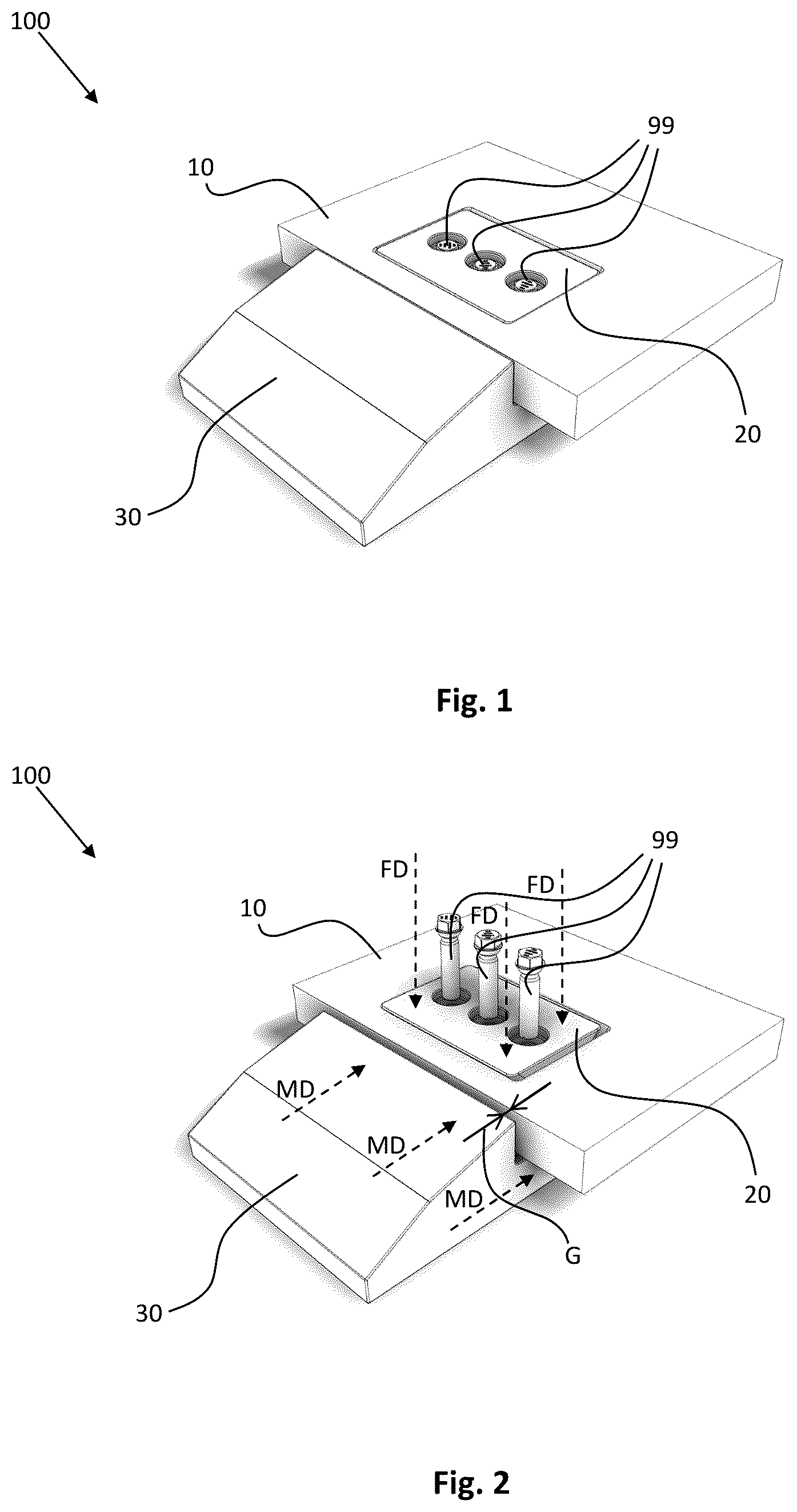Patent US12618230 Figure 1 – Retention system for a wear part for a bucket for an earth moving machine