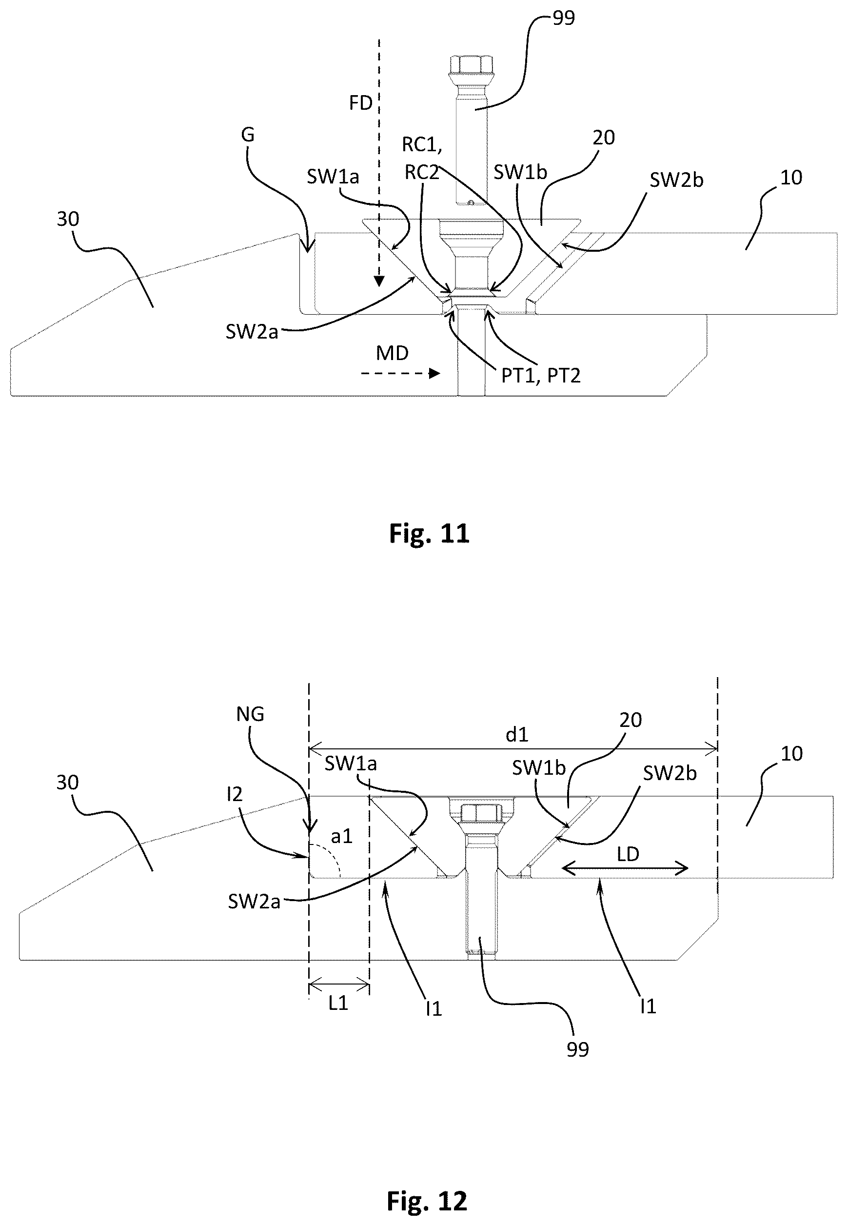 Patent US12618230 Figure 6 – Retention system for a wear part for a bucket for an earth moving machine