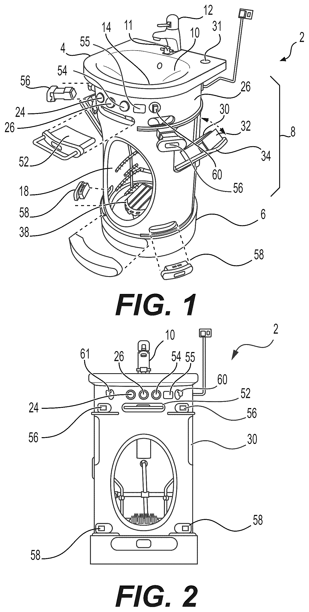 Patent US12618234 Figure 1 – Hand and foot sink apparatus