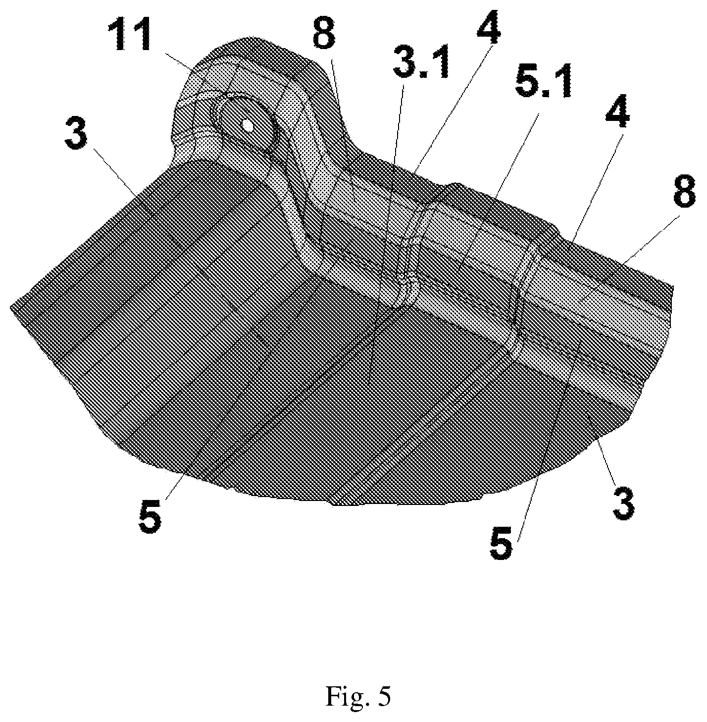 Patent US12618239 Figure 5 – Roof covering element, modular roofing sheet