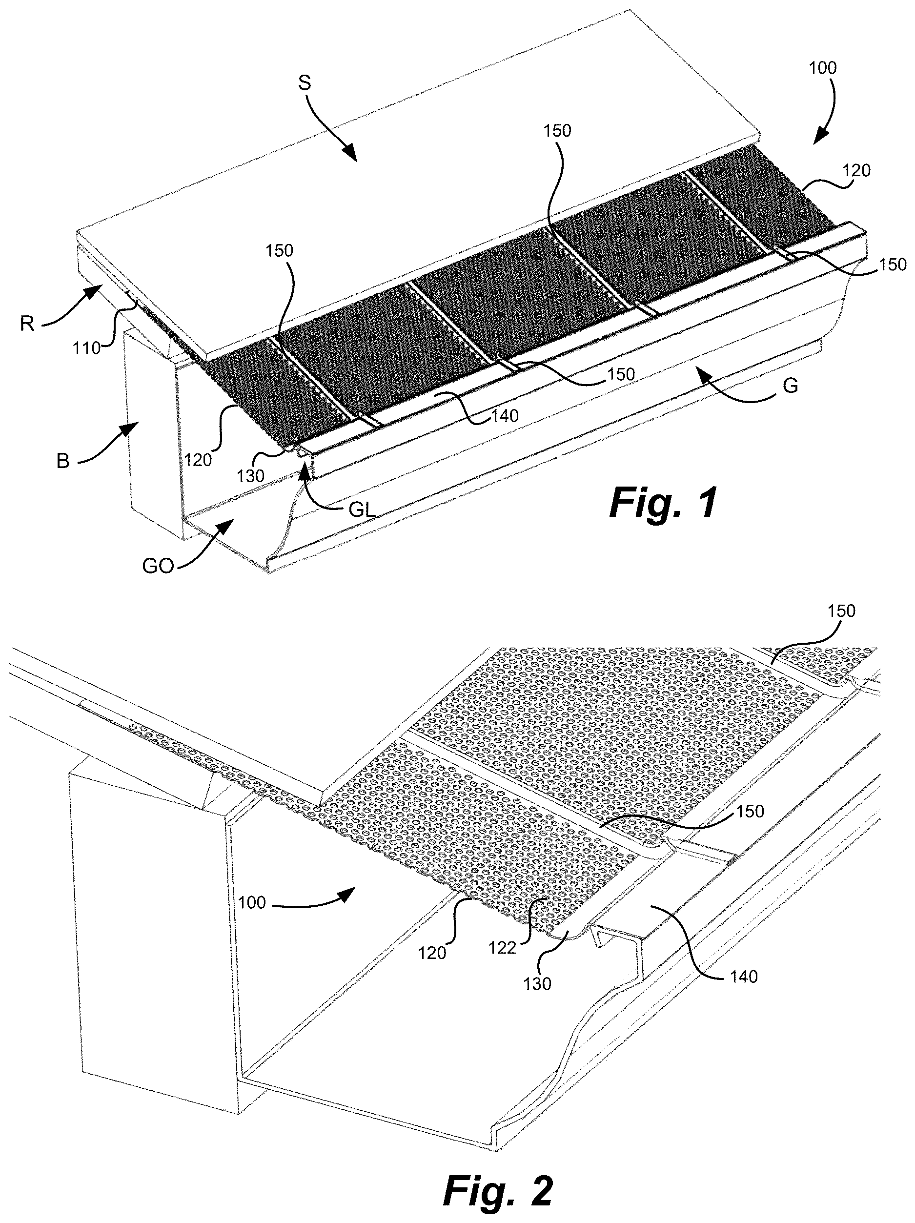 Patent US12618241 Figure 1 – Single piece gutter guard with truss
