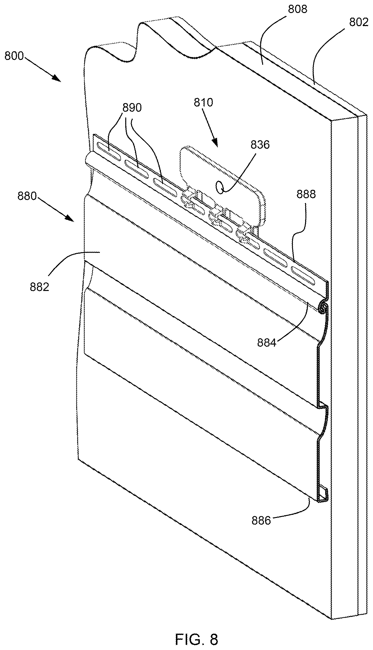 Patent US12618243 Figure 6 – Siding attachment accessory and siding system