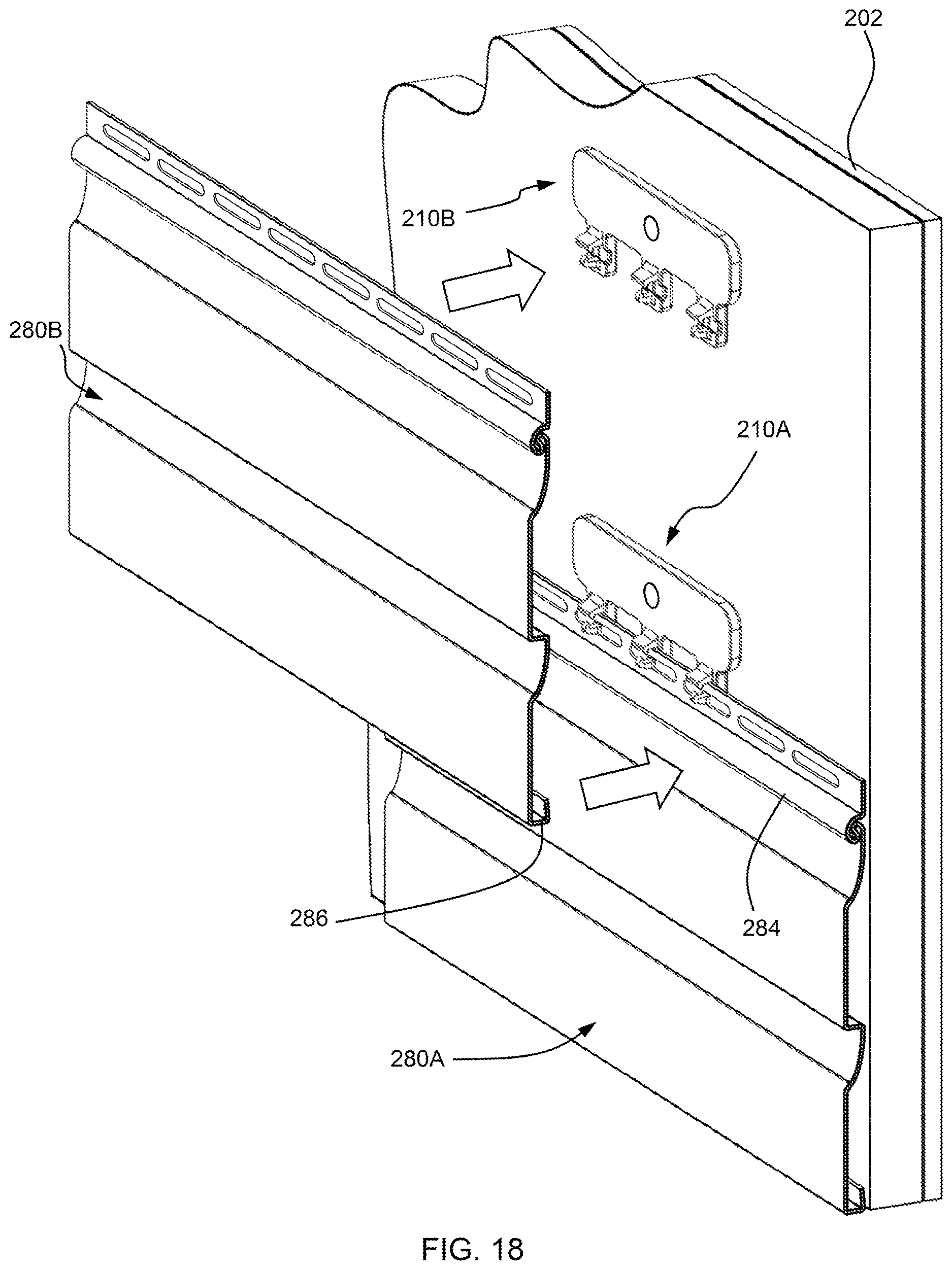 Patent US12618243 Figure 16 – Siding attachment accessory and siding system