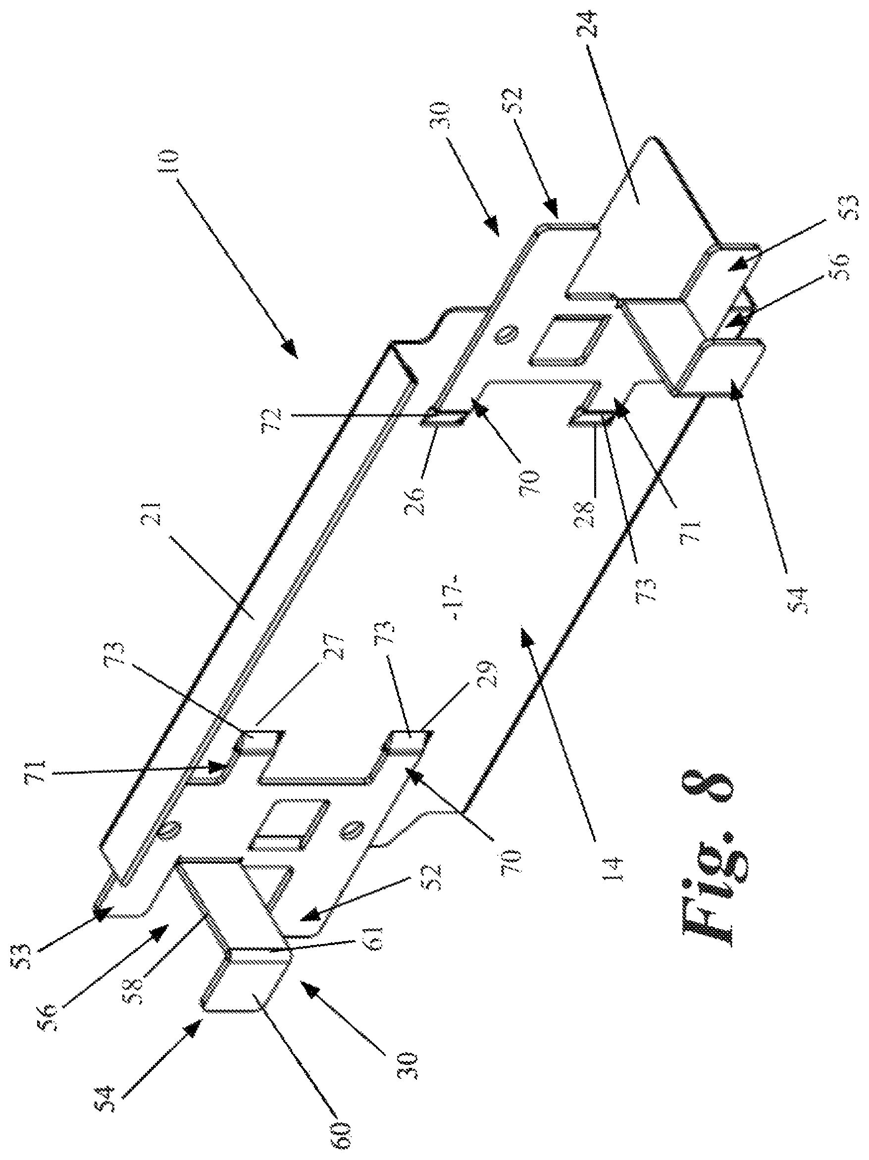 Patent US12618249 Figure 8 – Toe board for scaffolding