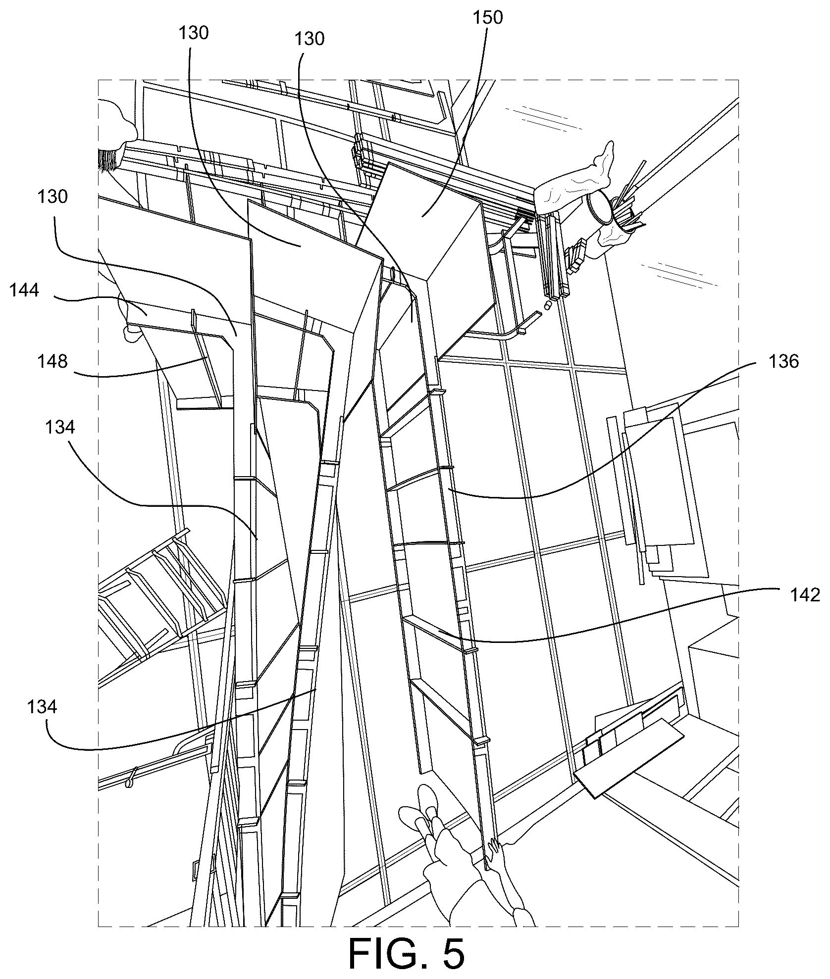 Patent US12618250 Figure 5 – Temporary protective wall partition barrier system for use during construction and demolition