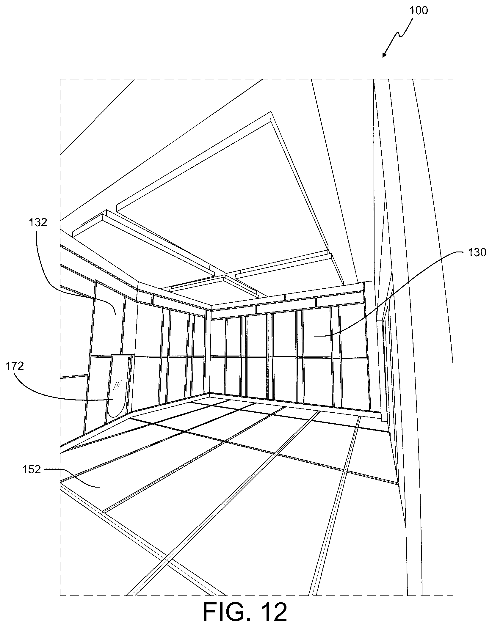 Patent US12618250 Figure 12 – Temporary protective wall partition barrier system for use during construction and demolition
