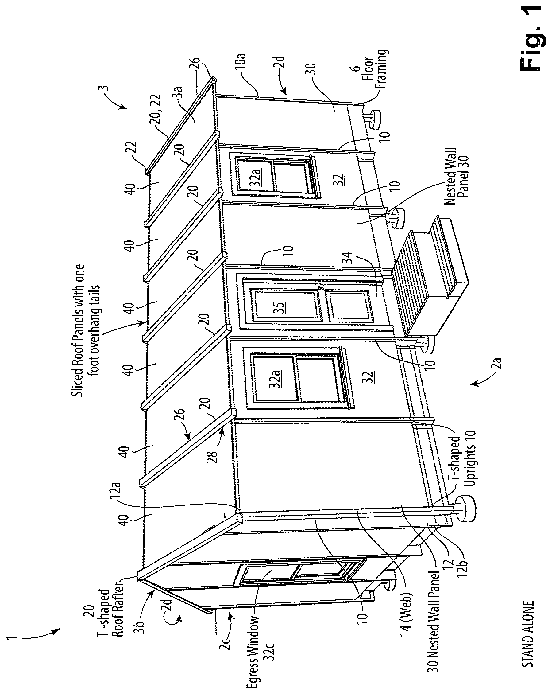Patent US12618251 Figure 1 – Structurally sound quick assembly deployable and reusable housing shelters for disaster sites