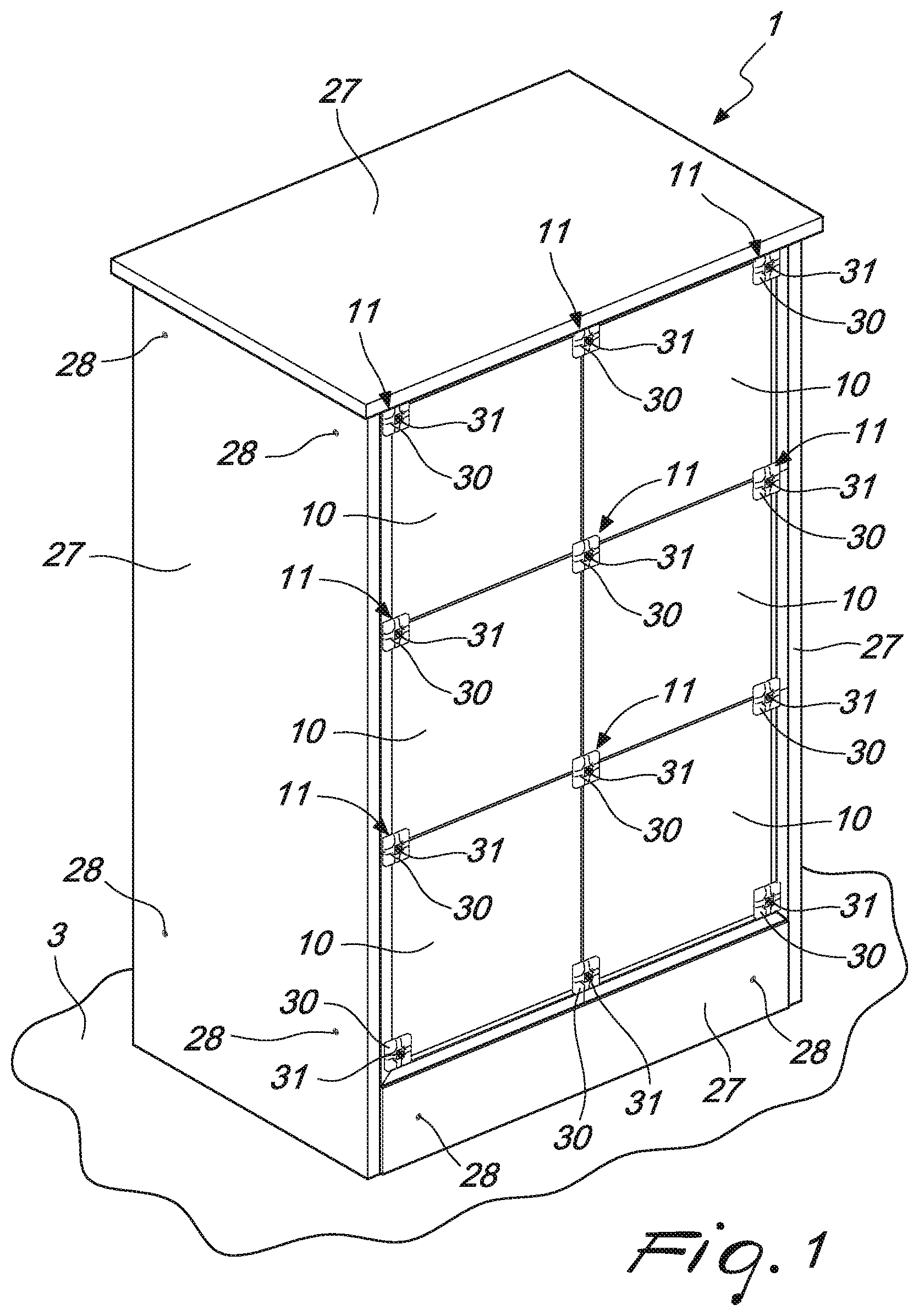 Patent US12618257 Figure 1 – Columbarium for containing funerary objects