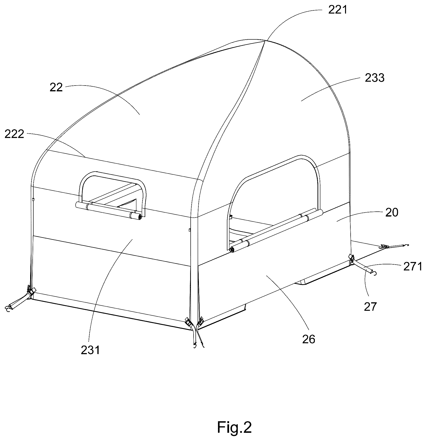Patent US12618258 Figure 2 – Easy setup camping tent