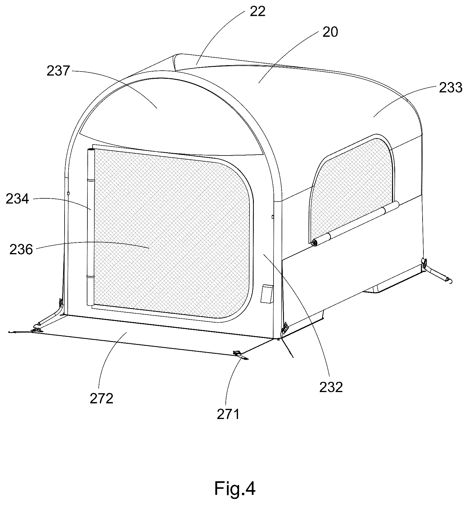 Patent US12618258 Figure 4 – Easy setup camping tent