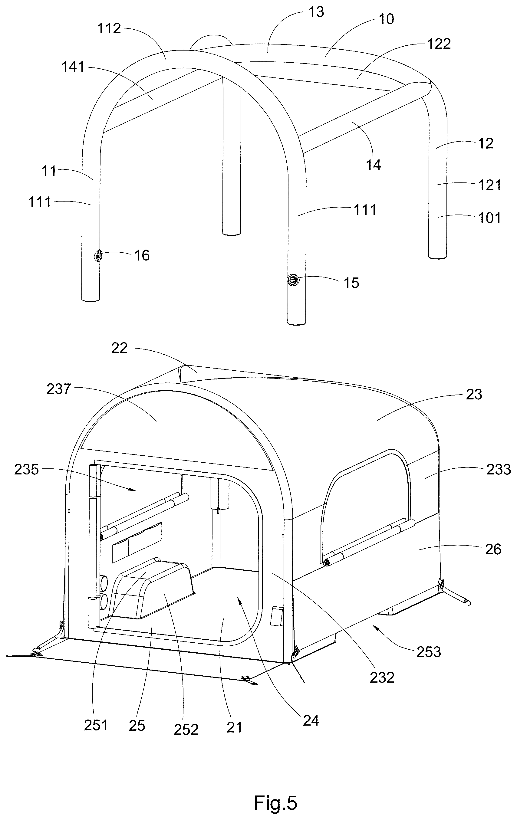 Patent US12618258 Figure 5 – Easy setup camping tent