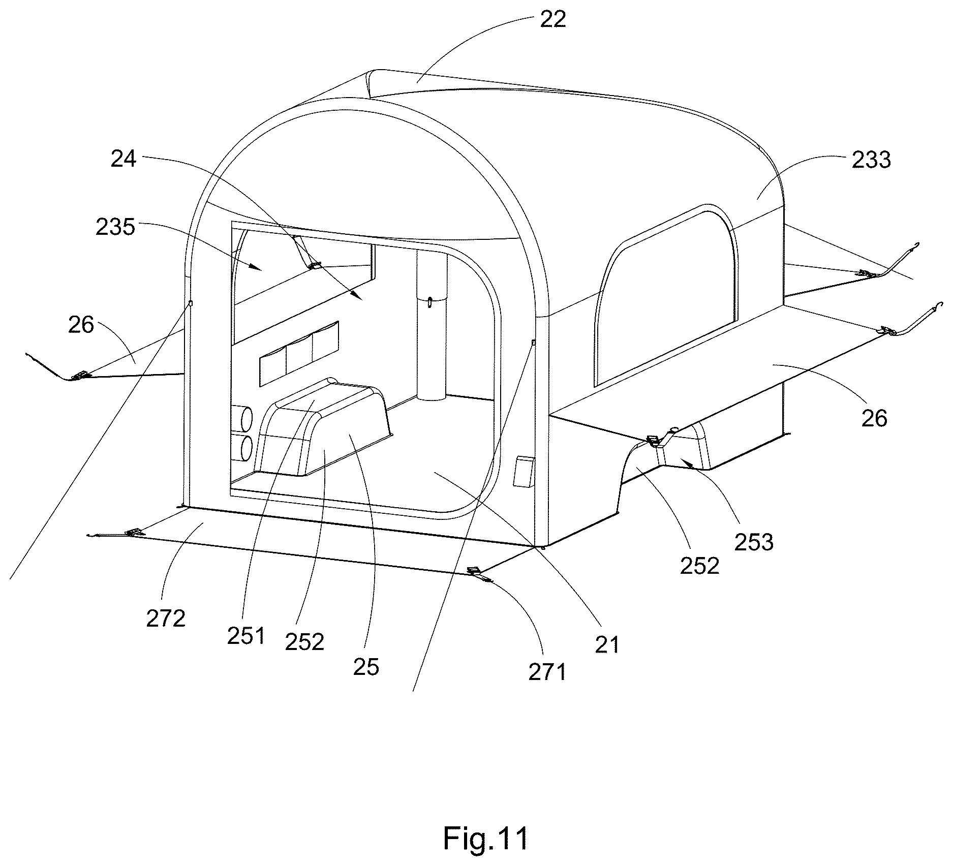 Patent US12618258 Figure 11 – Easy setup camping tent