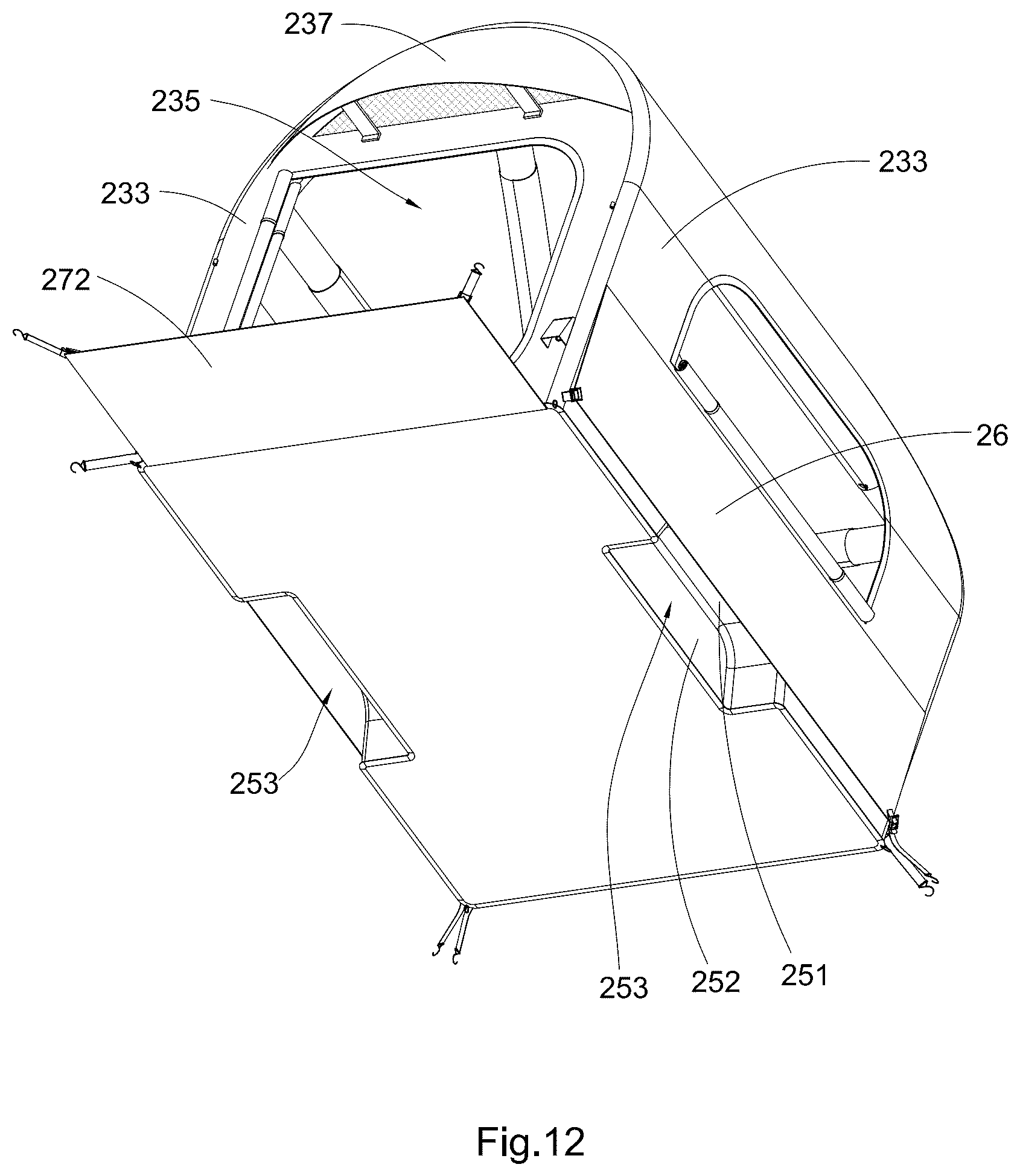 Patent US12618258 Figure 12 – Easy setup camping tent