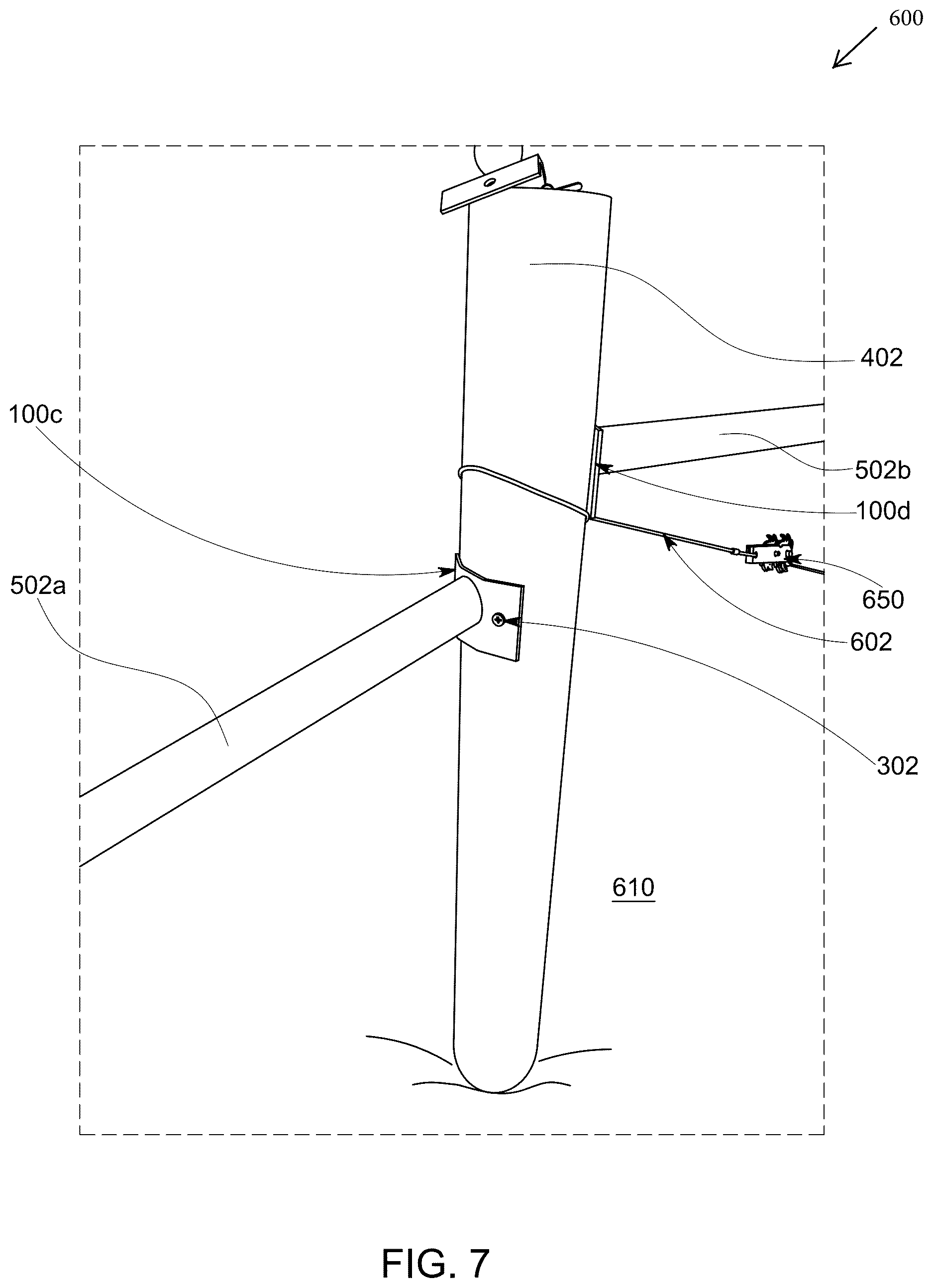 Patent US12618263 Figure 8 – High tensile fence bracing system and attachment bracket devices