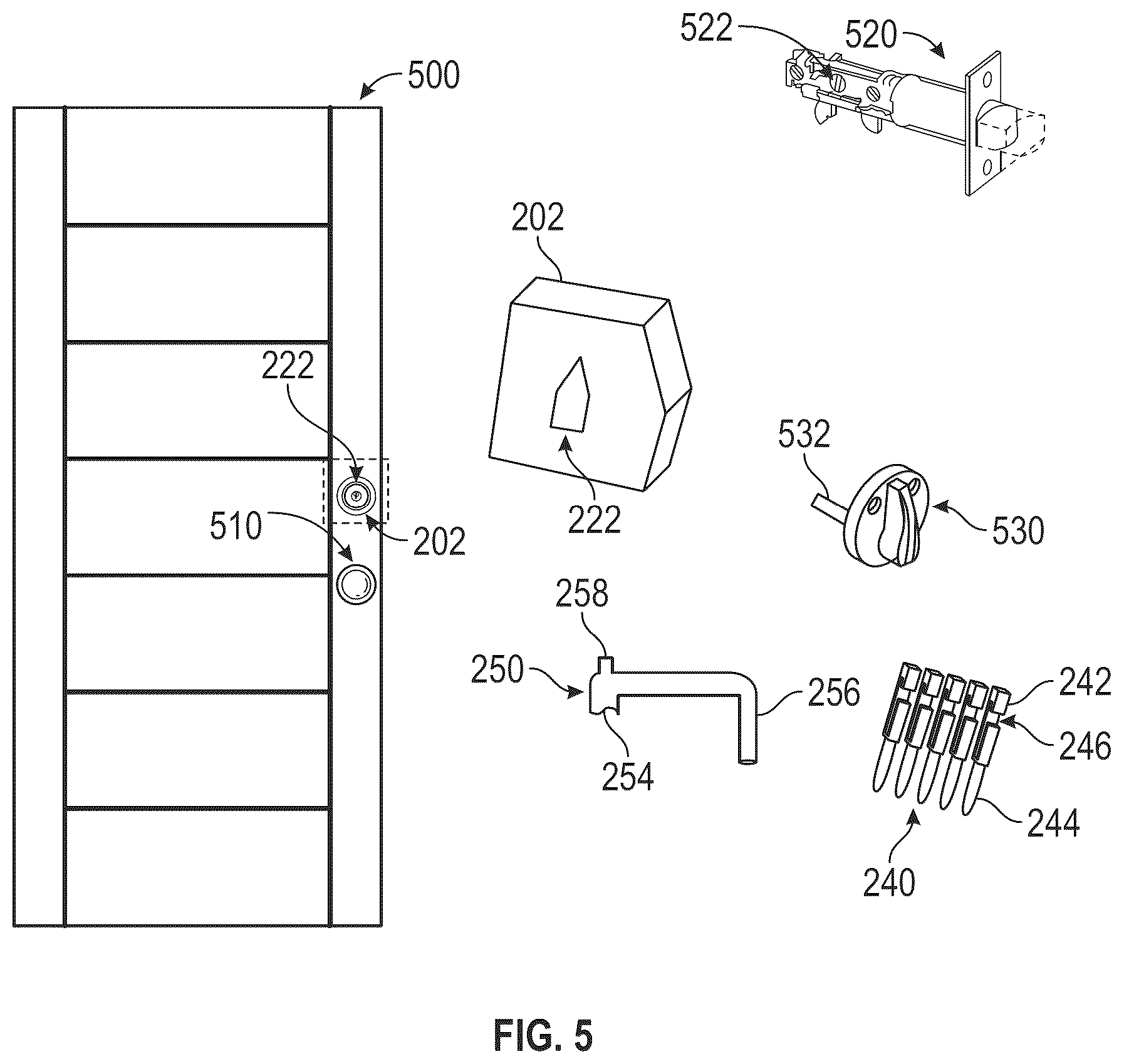 Patent US12618266 Figure 5 – Locking mechanism and rotating key