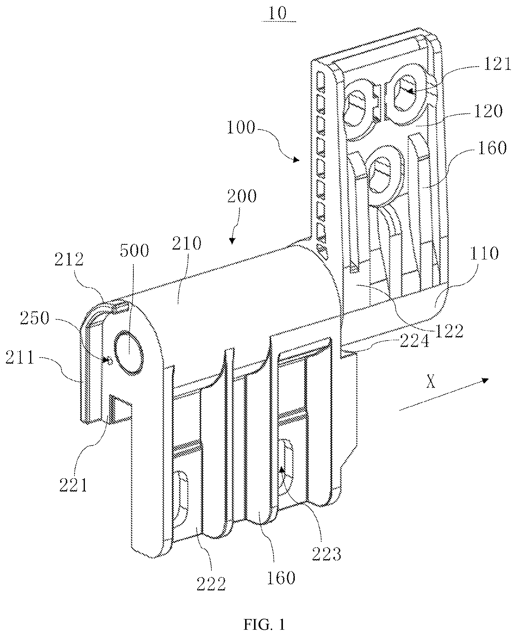 Patent US12618274 Figure 1 – Hinge assembly and opening and closing device