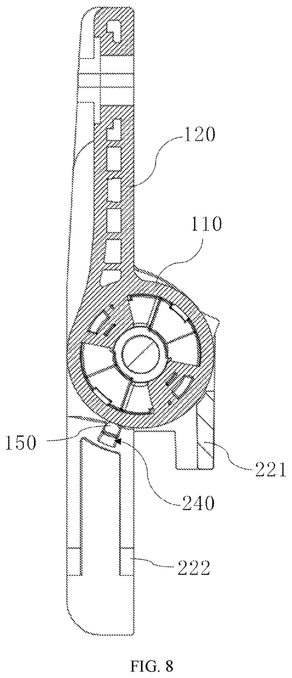 Patent US12618274 Figure 7 – Hinge assembly and opening and closing device