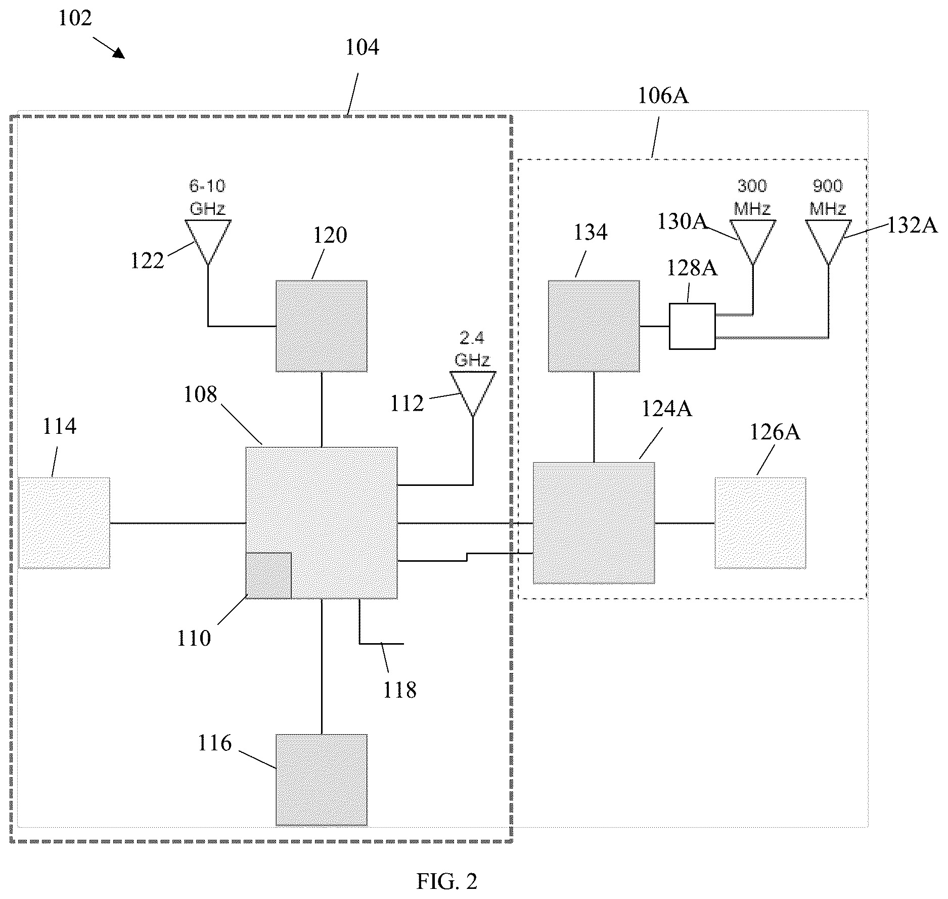 Patent US12618281 Figure 2 – Switchable mode ultra-wideband module