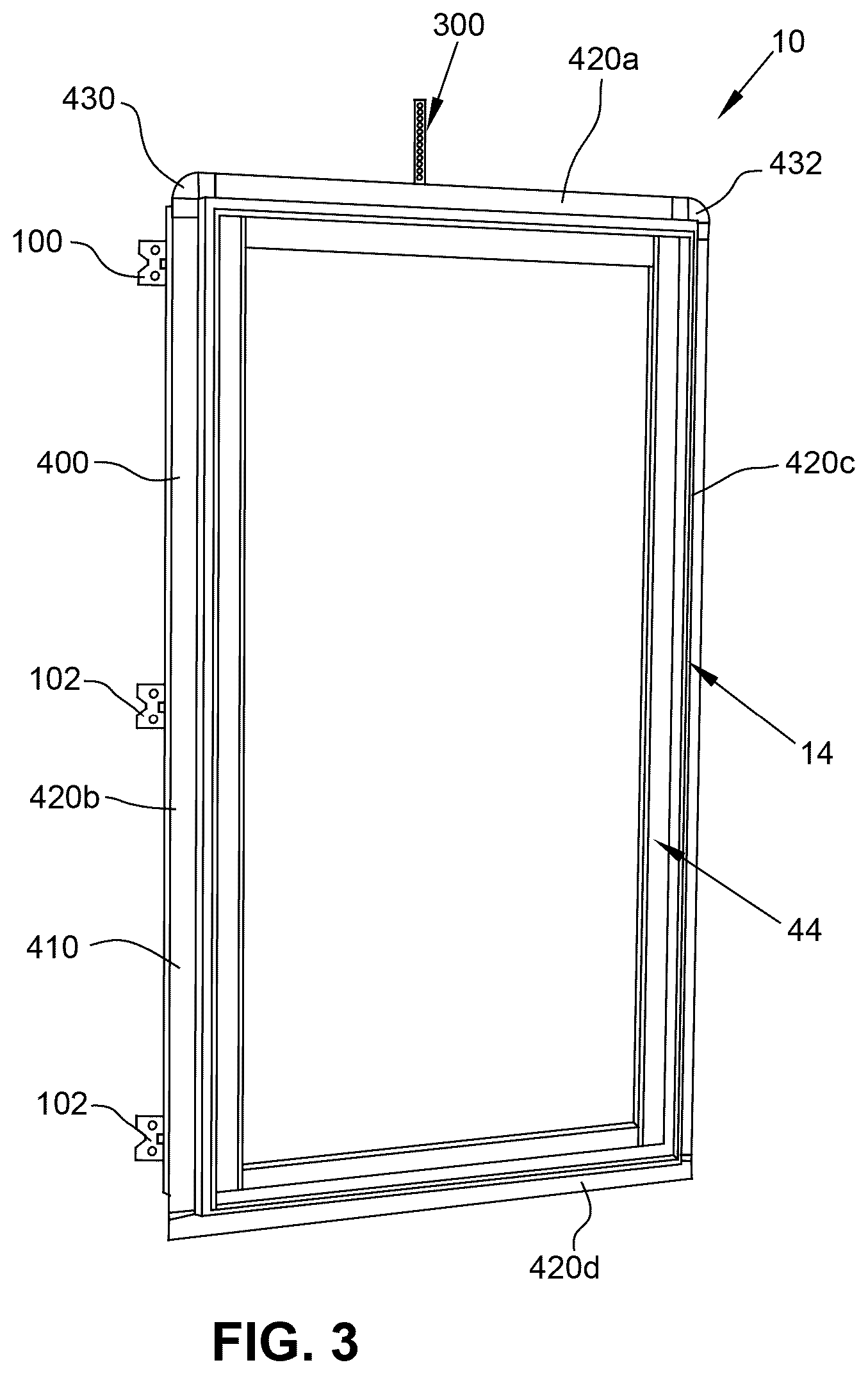 Patent US12618283 Figure 3 – Fenestration unit with interior installation features and associated systems and methods