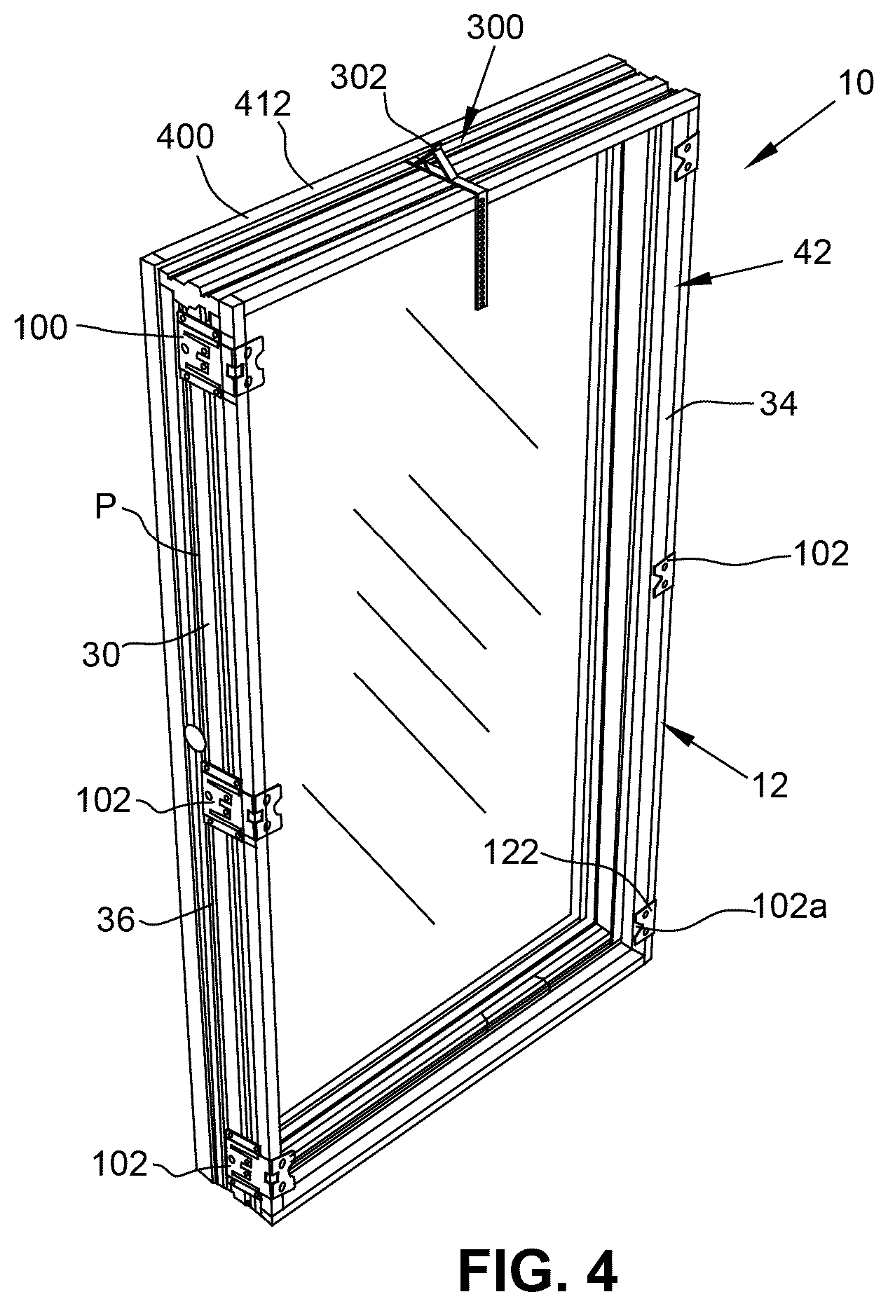 Patent US12618283 Figure 4 – Fenestration unit with interior installation features and associated systems and methods