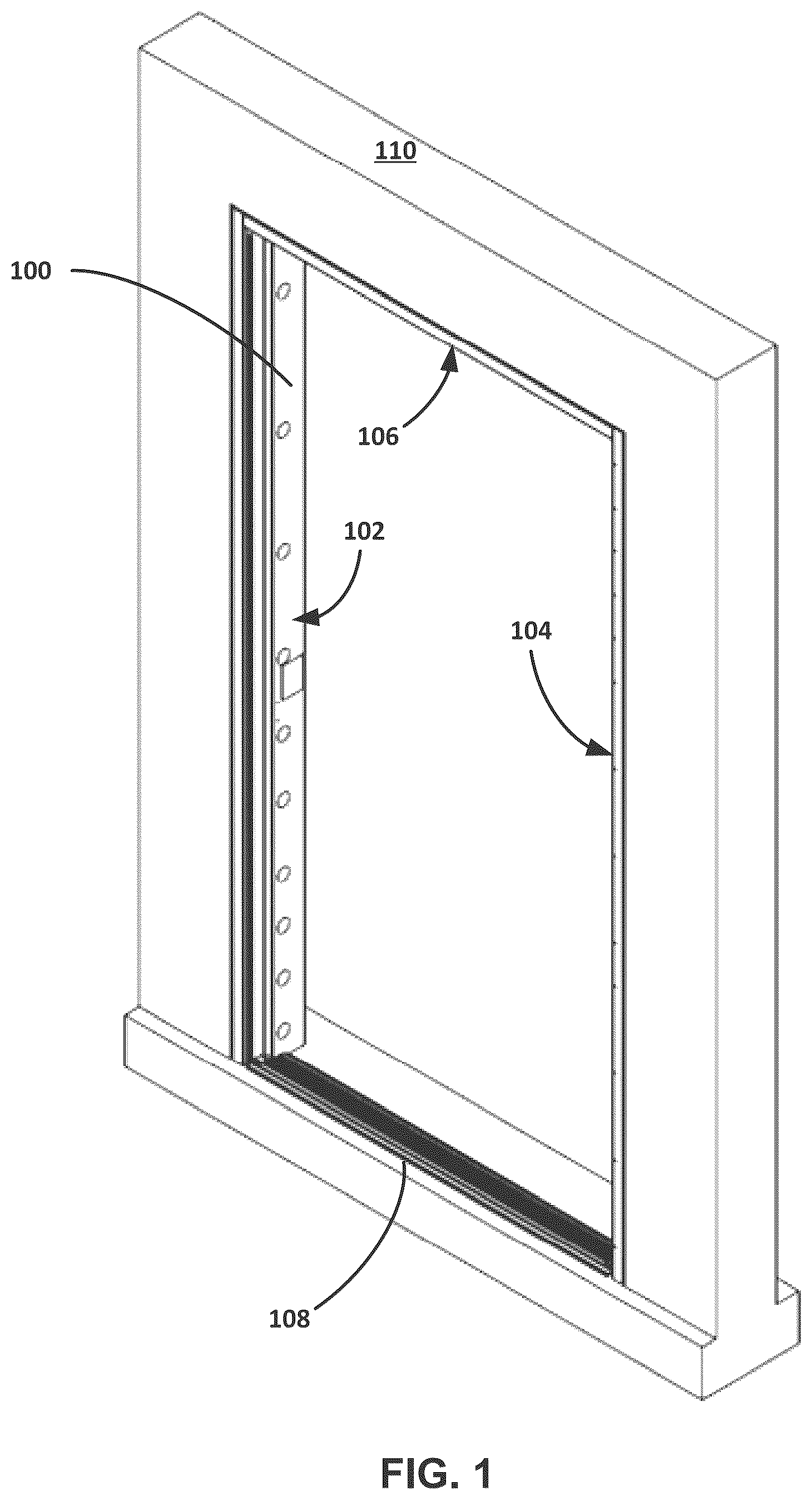 Patent US12618285 Figure 1 – Liquid containment door with continuous gasket
