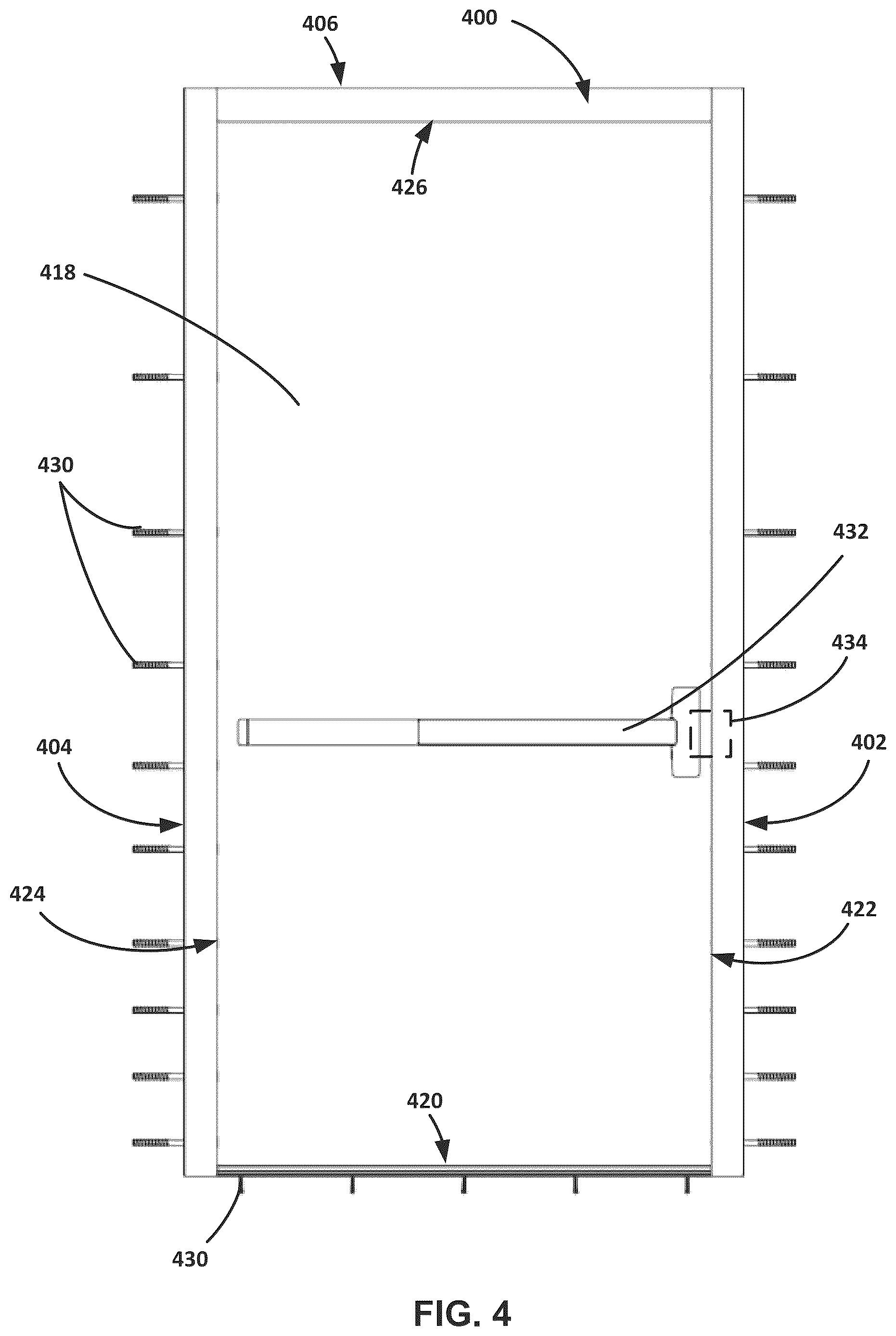 Patent US12618285 Figure 4 – Liquid containment door with continuous gasket