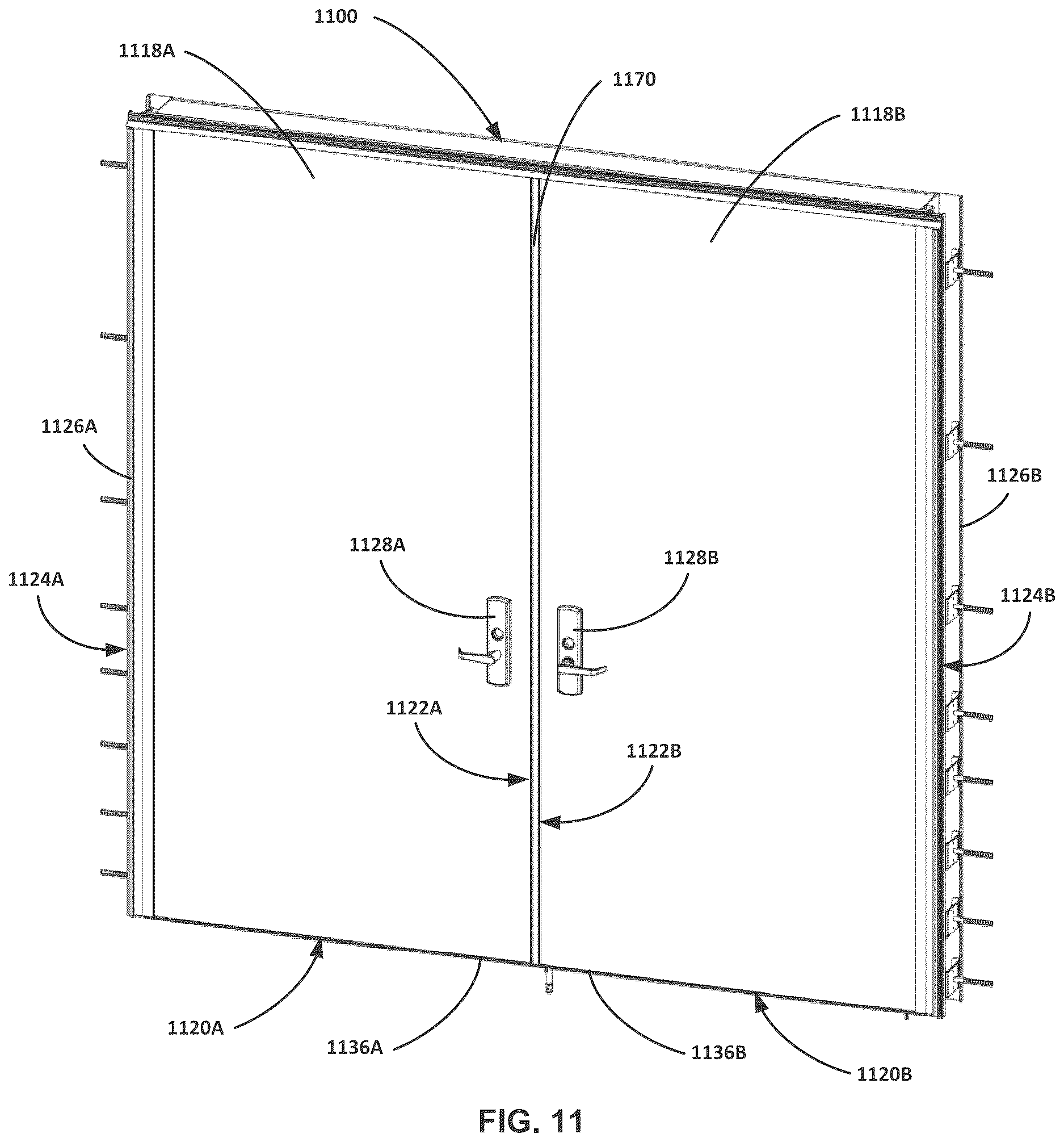 Patent US12618285 Figure 14 – Liquid containment door with continuous gasket