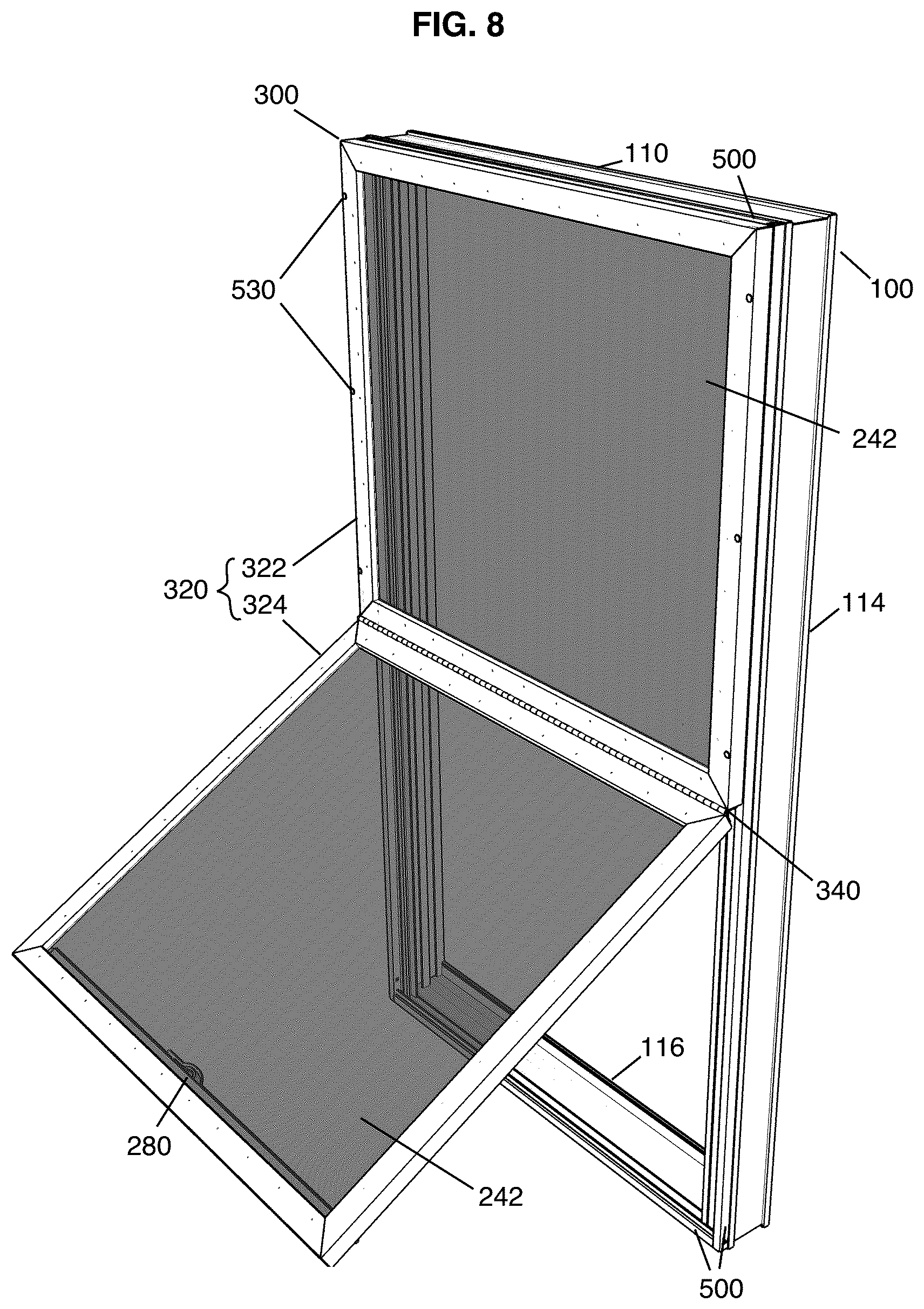 Patent US12618287 Figure 8 – Security screen mounting system and method therefor