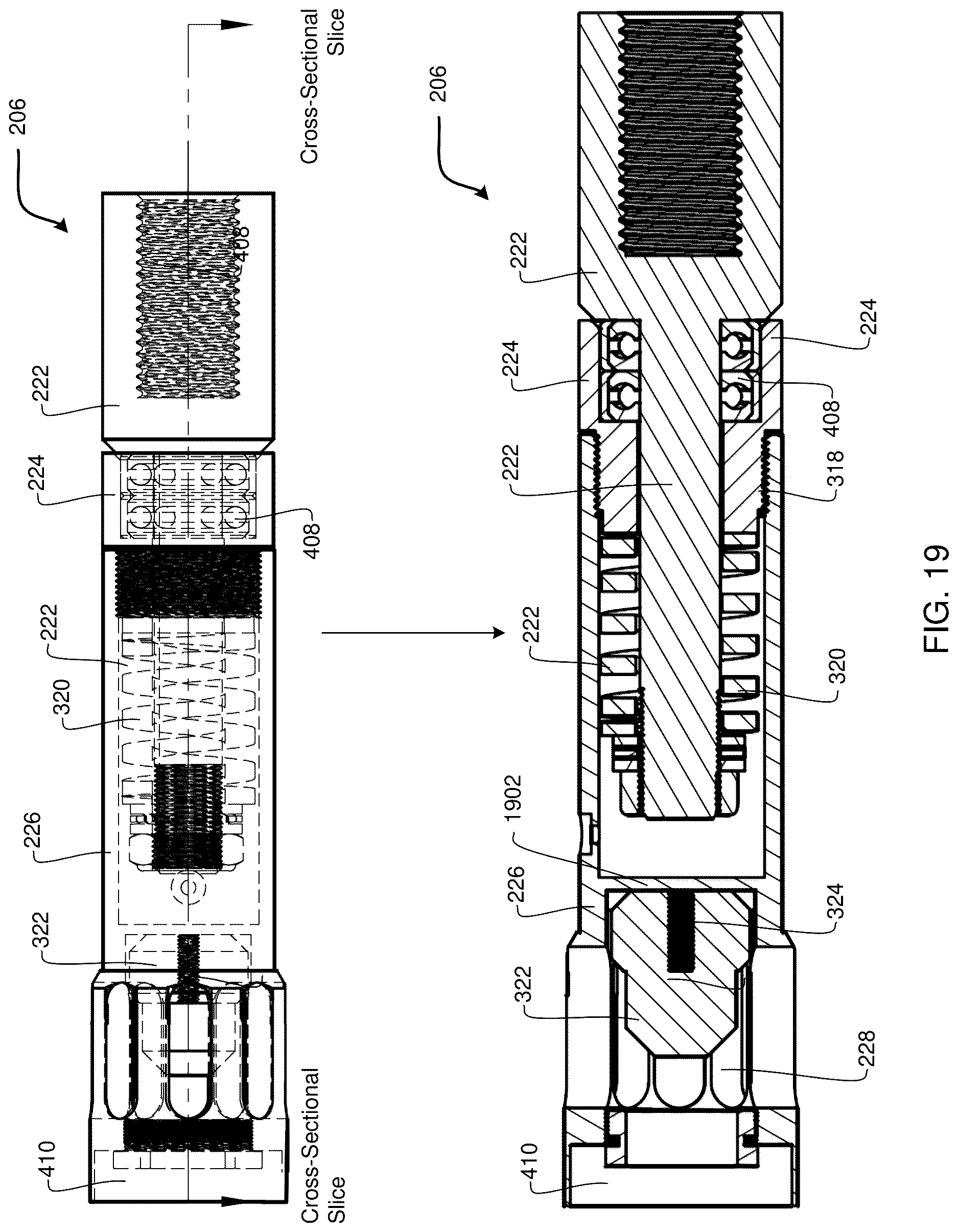 Patent US12618295 Figure 15 – Drilling head assembly with spring loaded latching system