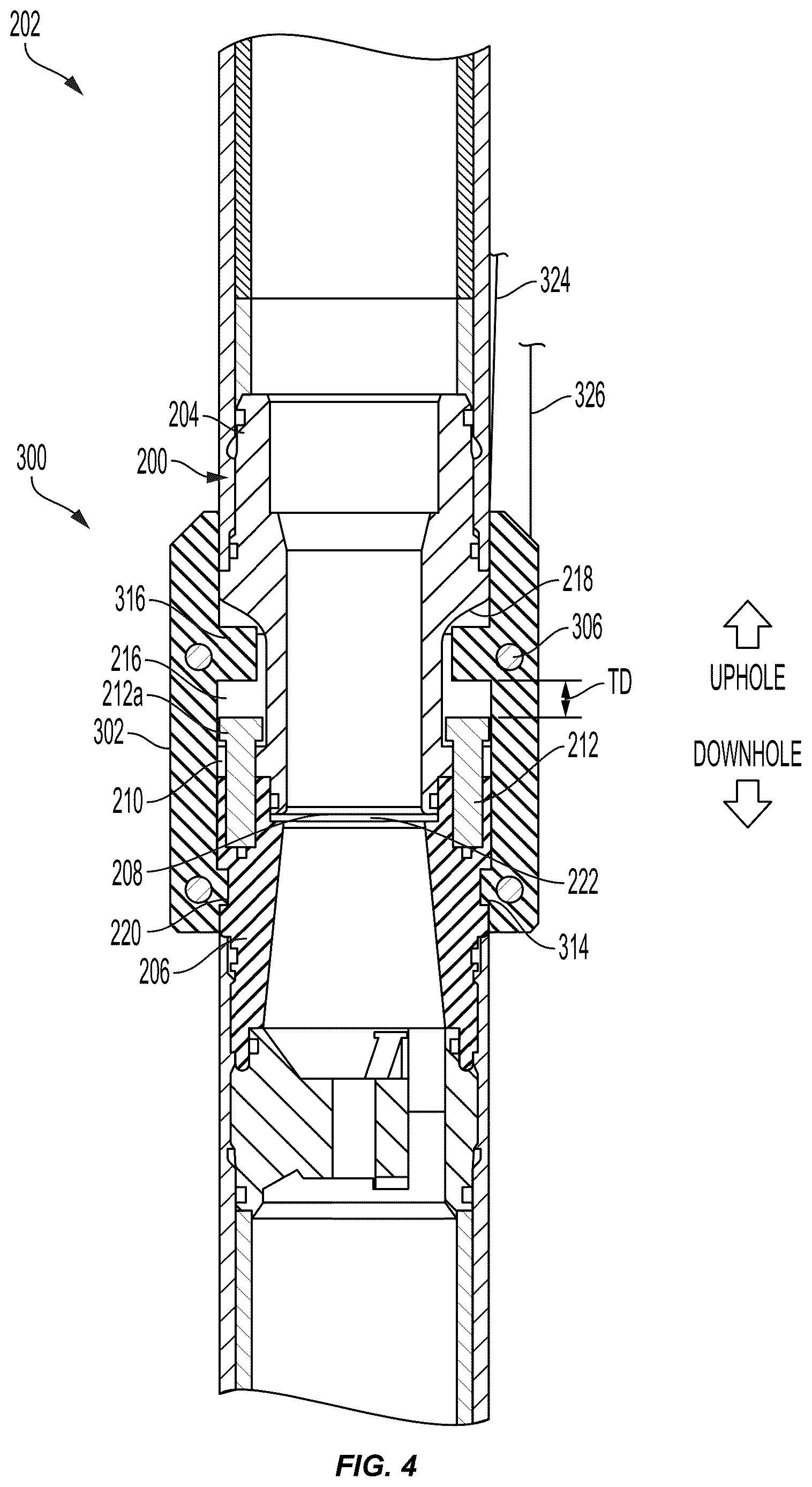 Patent US12618296 Figure 4 – Preventing loss of hydrocarbon well conveyance string upon unintended connector decoupling