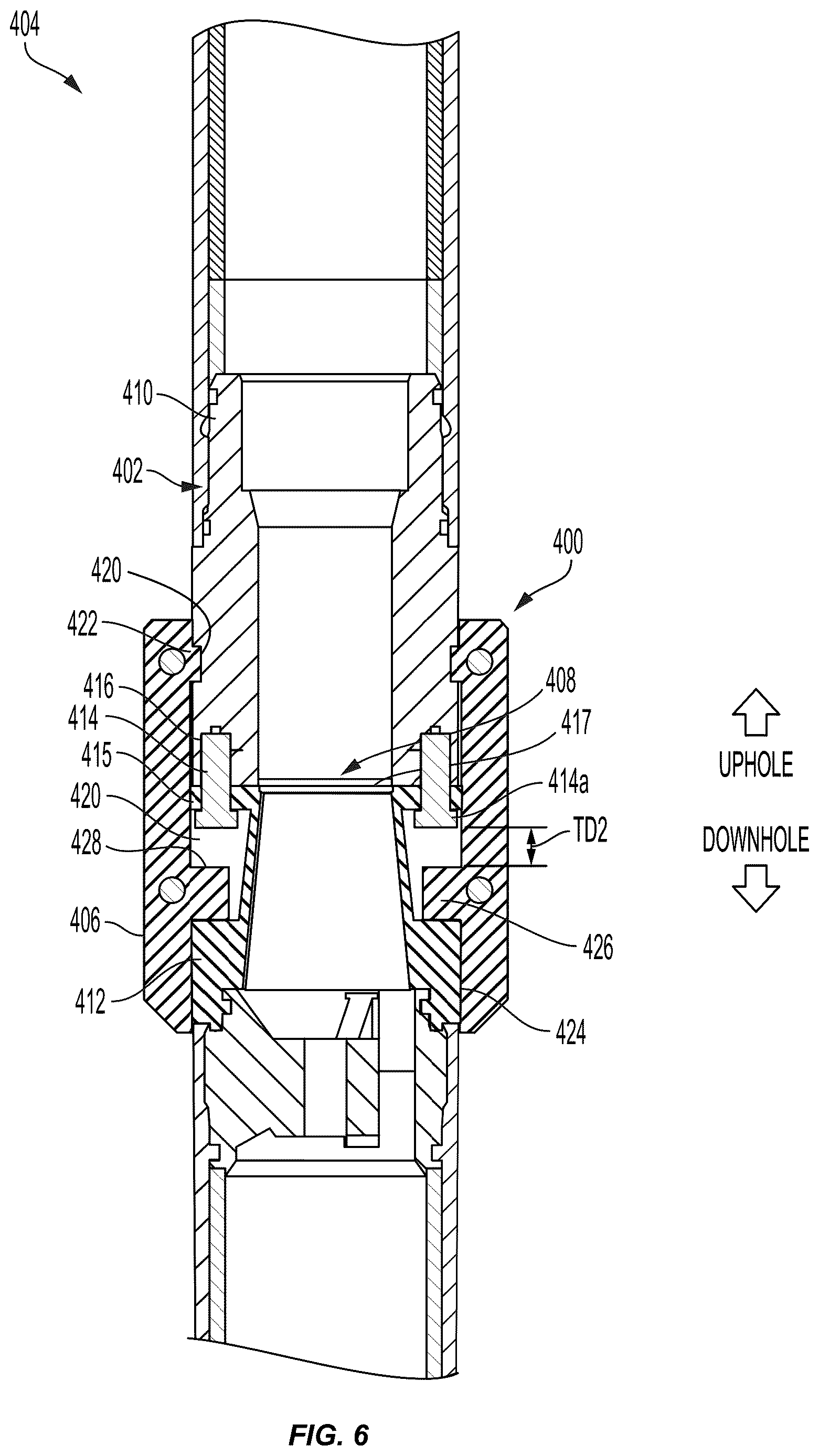 Patent US12618296 Figure 6 – Preventing loss of hydrocarbon well conveyance string upon unintended connector decoupling