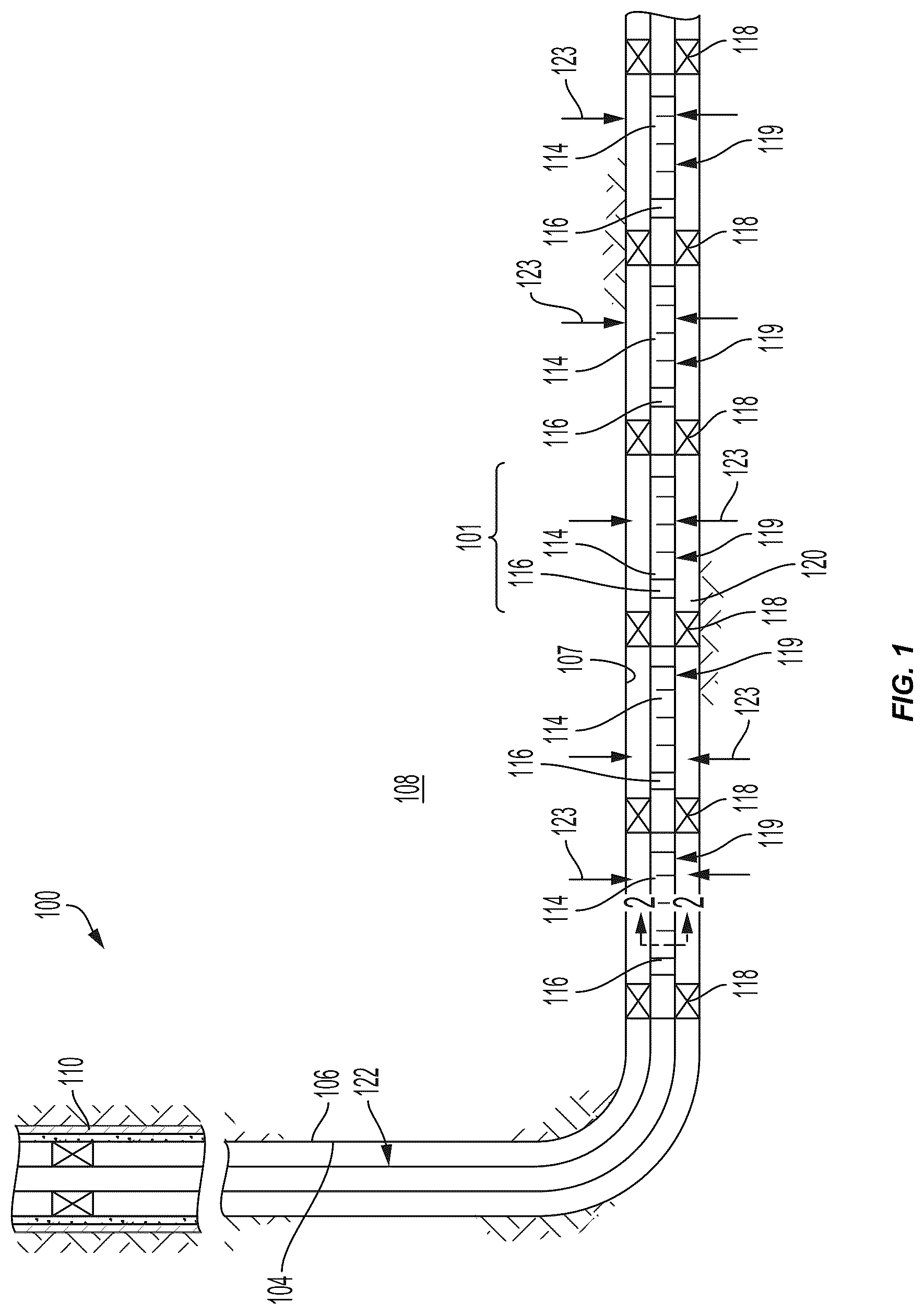 Patent US12618310 Figure 1 – Interval control valve with modular screens downhole in a wellbore