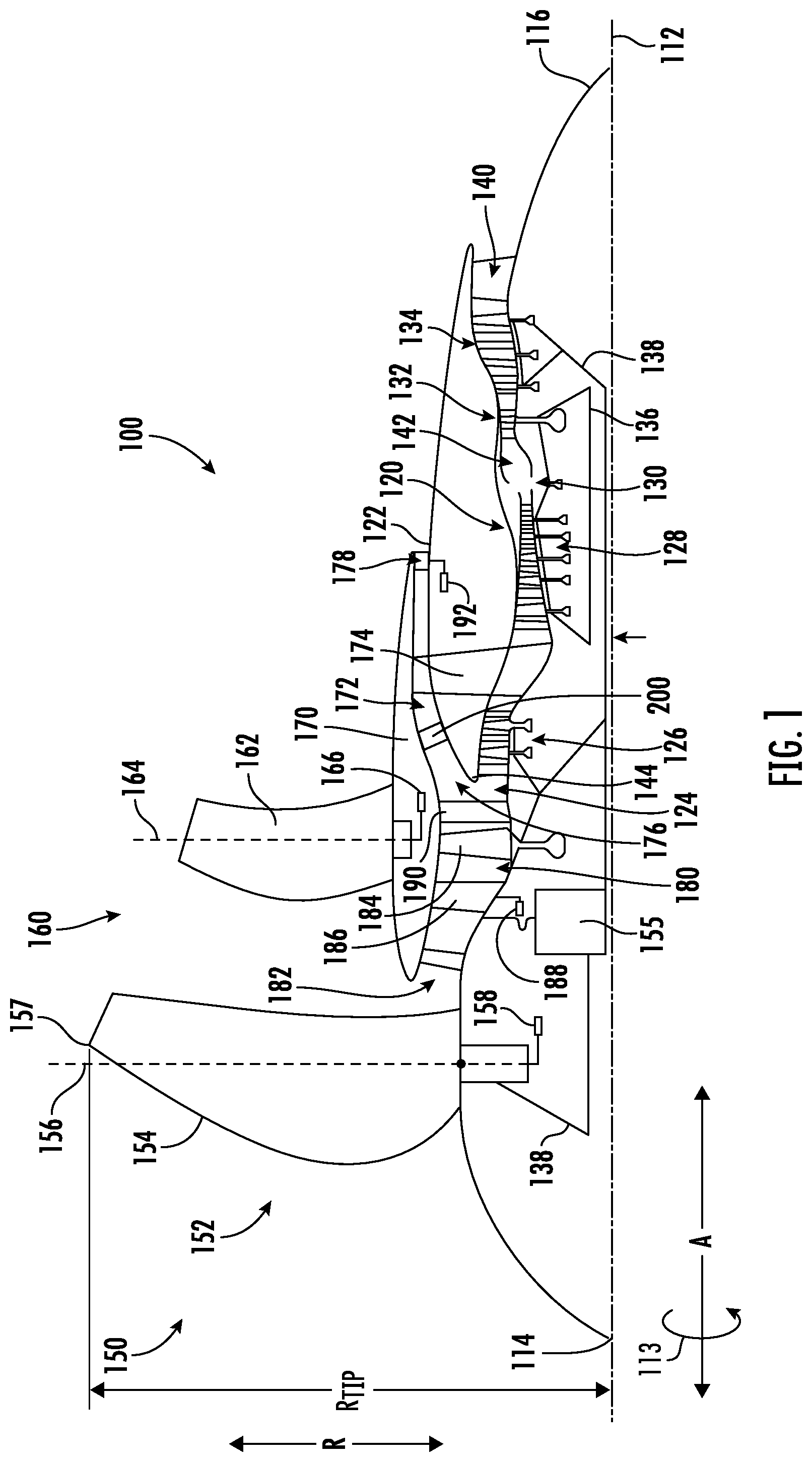 Patent US12618329 — Unducted airfoil assembly — Figure 1