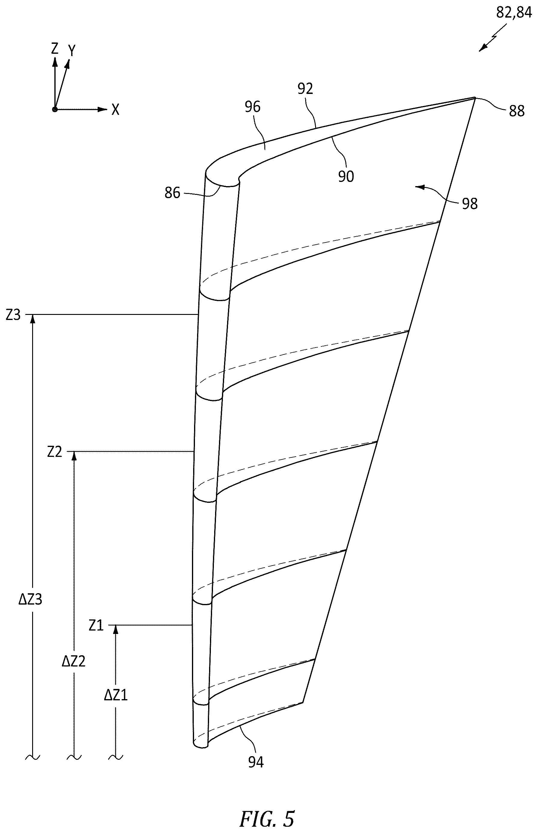 Patent US12618330 Figure 5 – Turbine engine airfoil