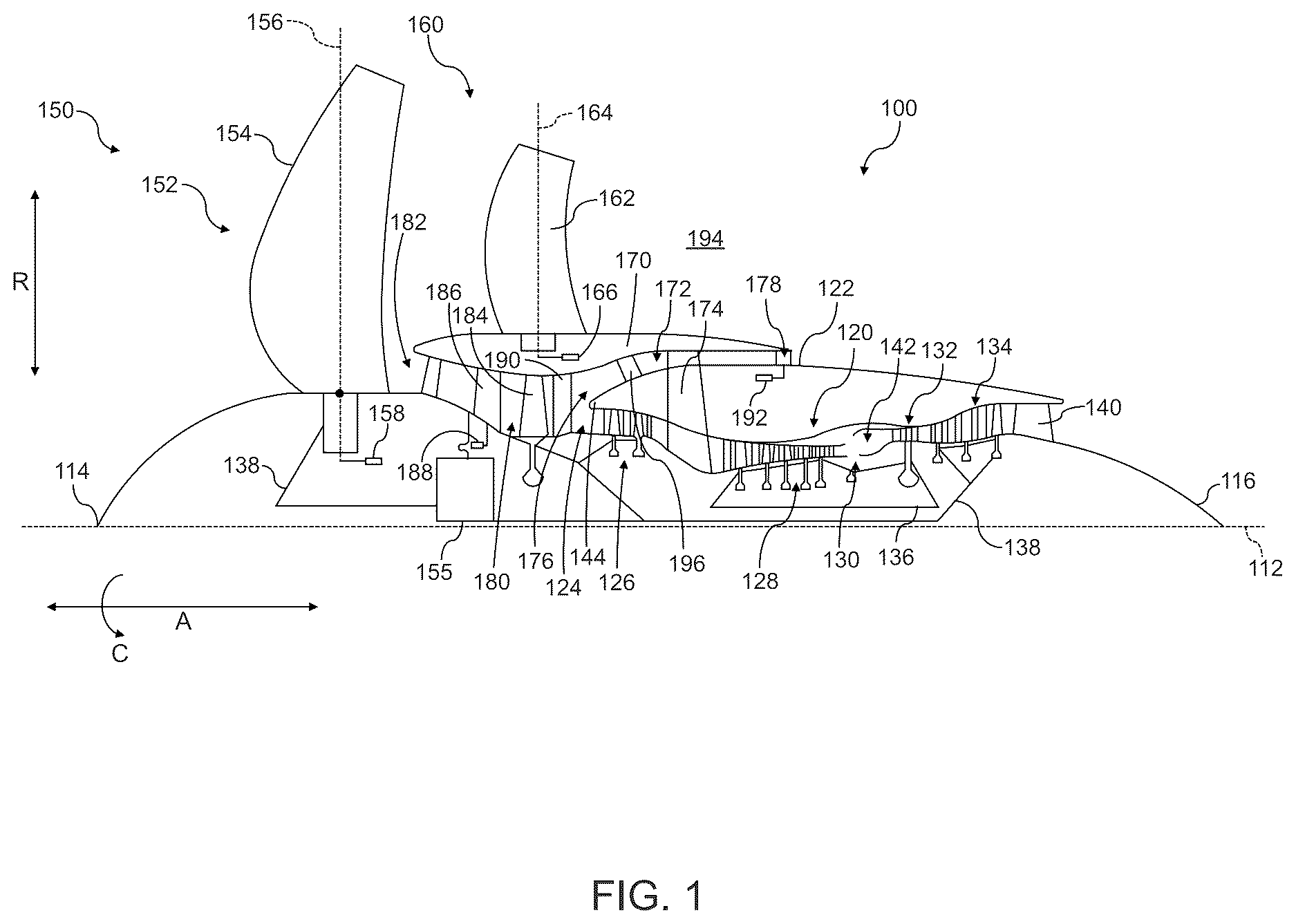 Patent US12618332 Figure 1 – Gas turbine engine