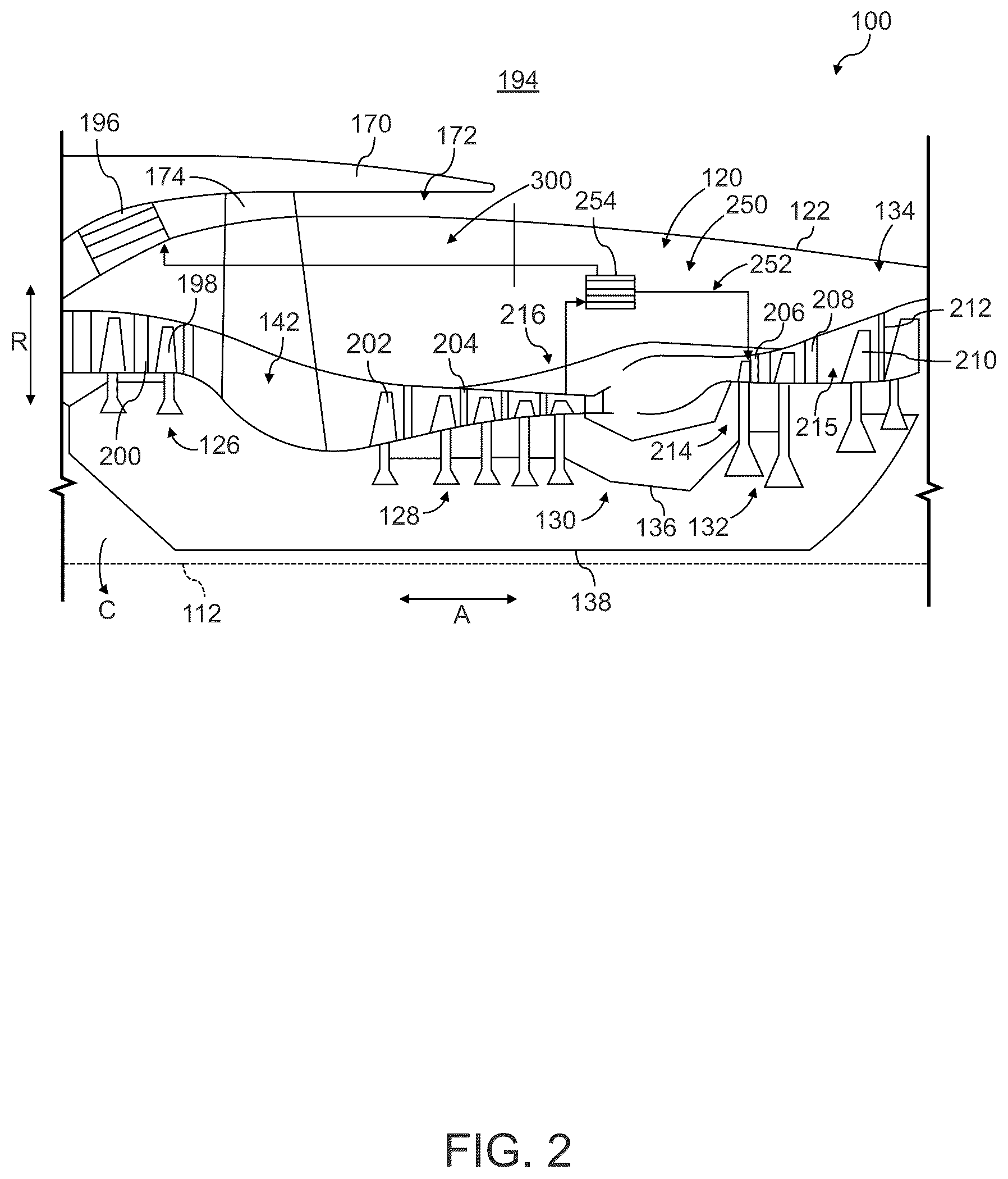 Patent US12618332 Figure 2 – Gas turbine engine