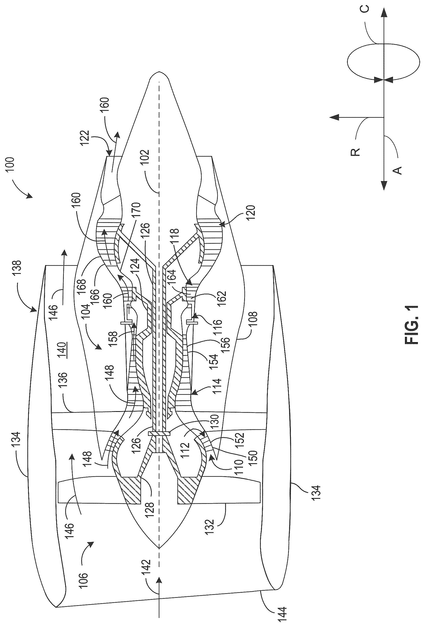 Patent US12618333 Figure 1 – Variable flowpath casings for blade tip clearance control