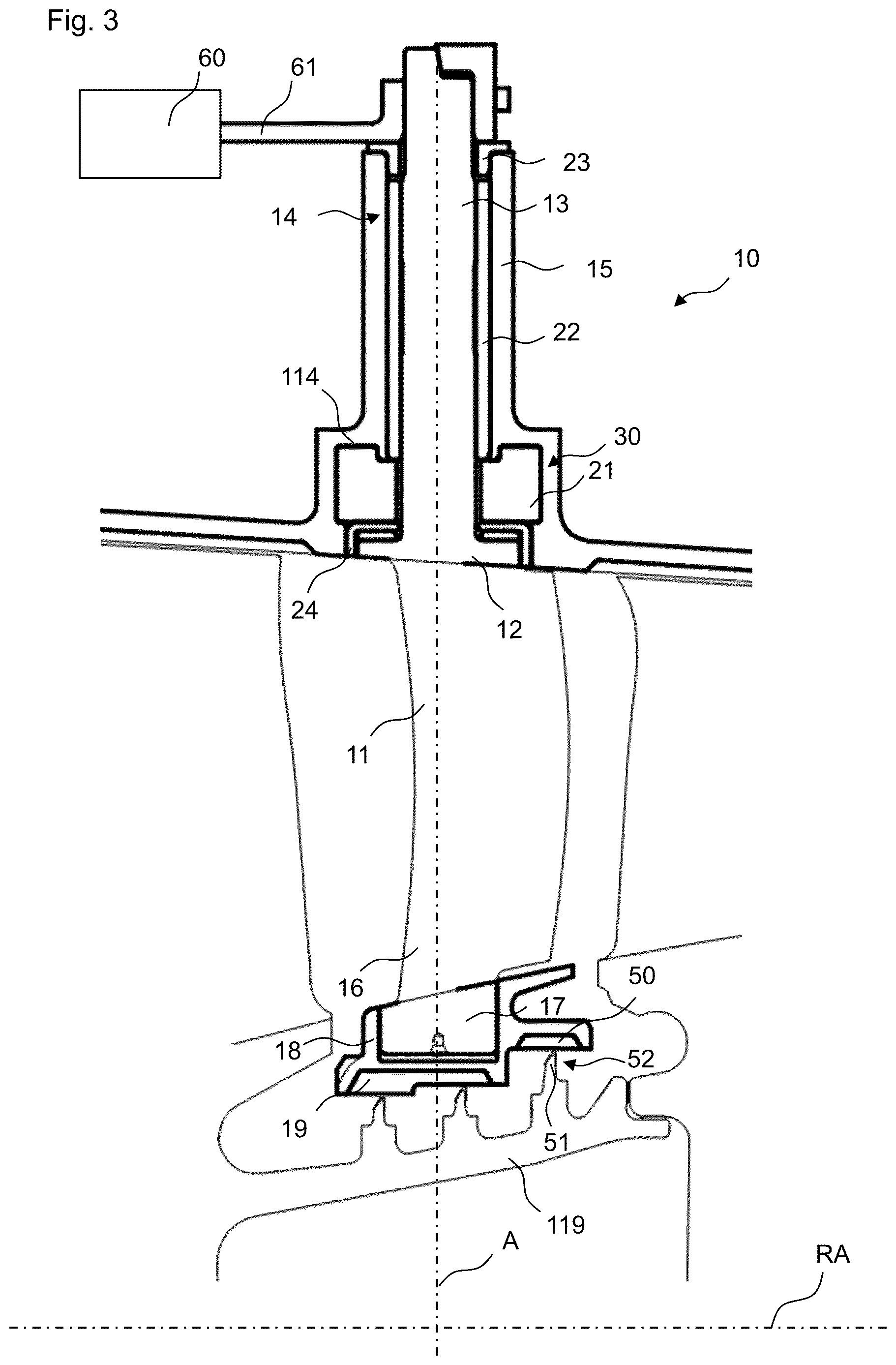 Patent US12618334 Figure 3 – Stator vane assembly of a turbomachine and method for assembling a stator vane assembly