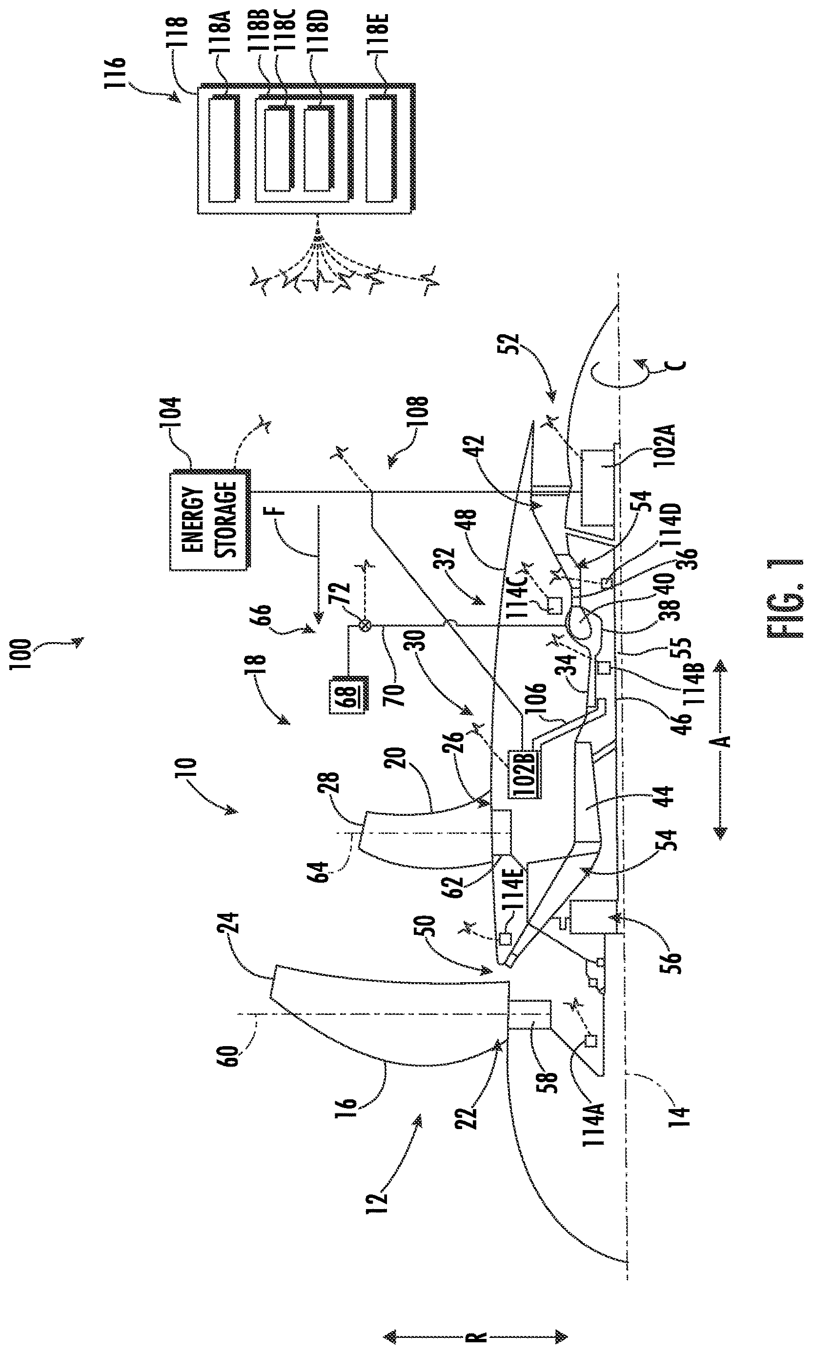 Patent US12618335 Figure 1 – In-flight hybrid electric engine shutdown