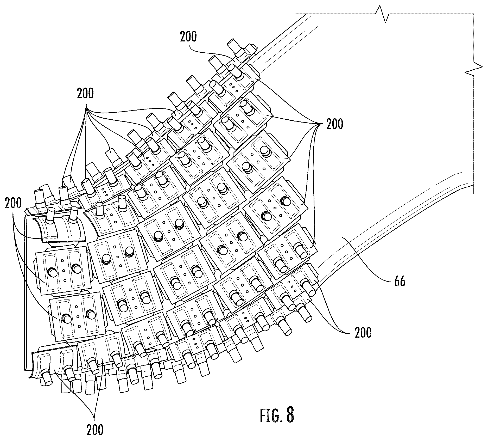 Patent US12618336 Figure 8 – Turbomachine impingement cooling modules