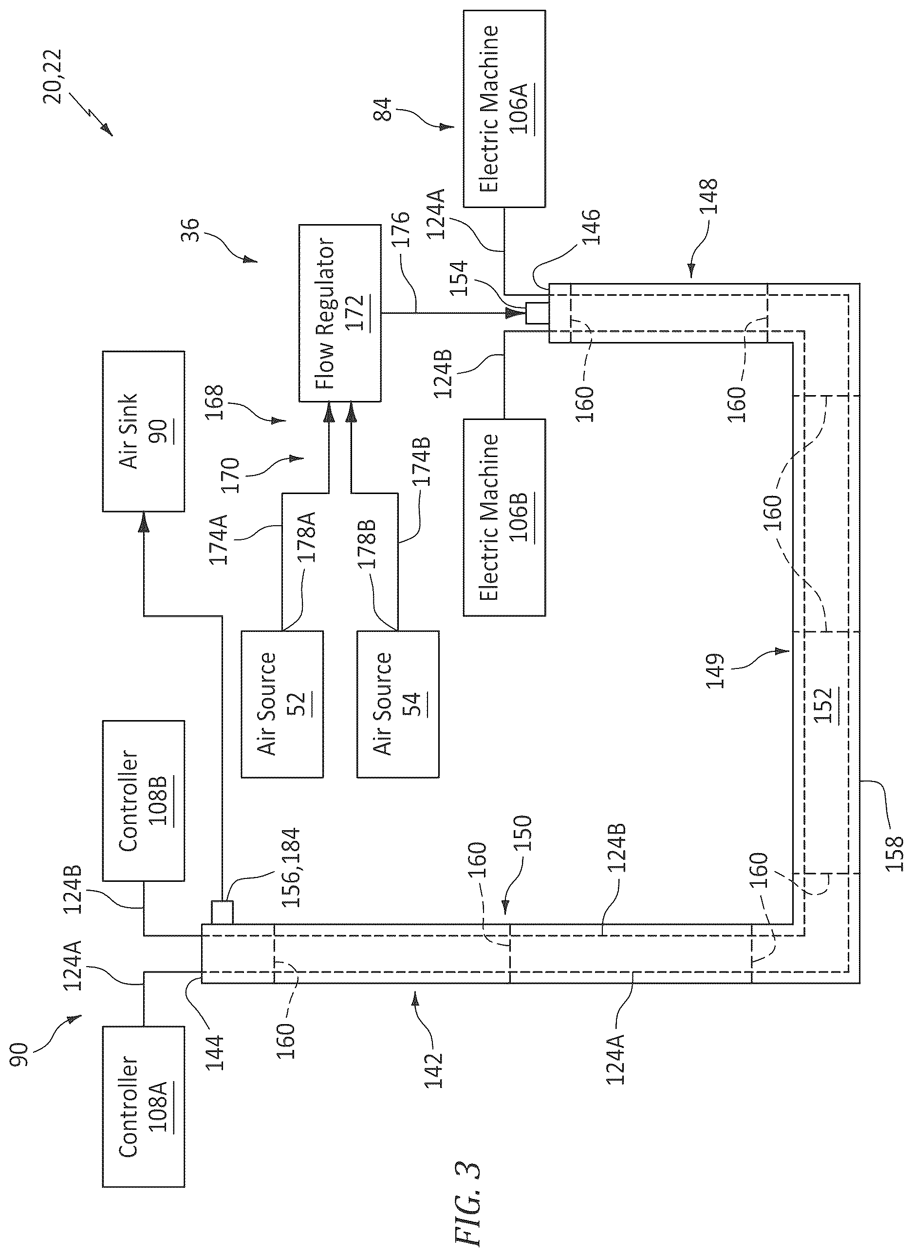 Patent US12618337 Figure 3 – Aircraft powerplant with ventilated cable conduit