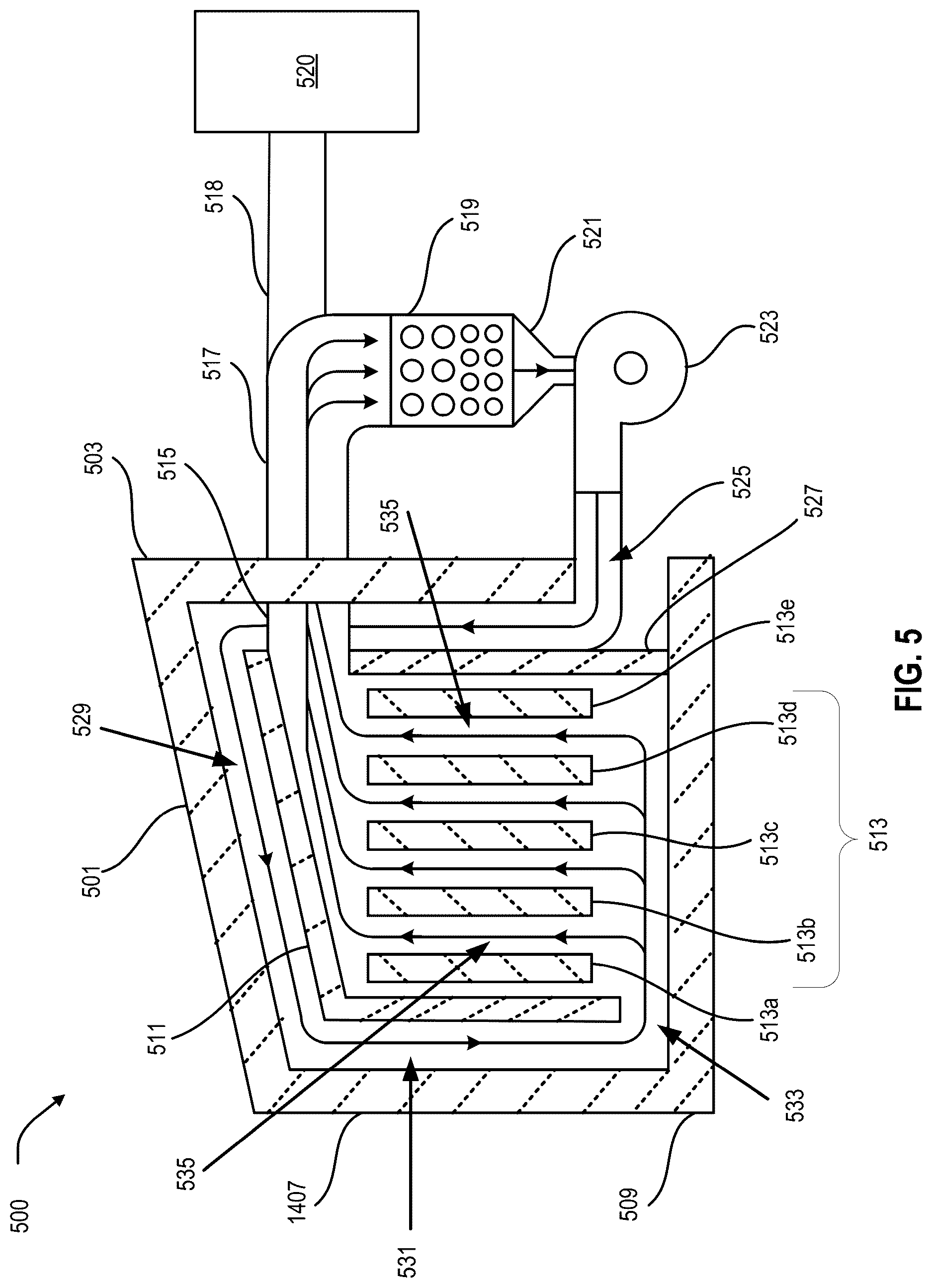 Patent US12618343 Figure 5 – Thermal energy storage system with a heat pump for improved efficiency