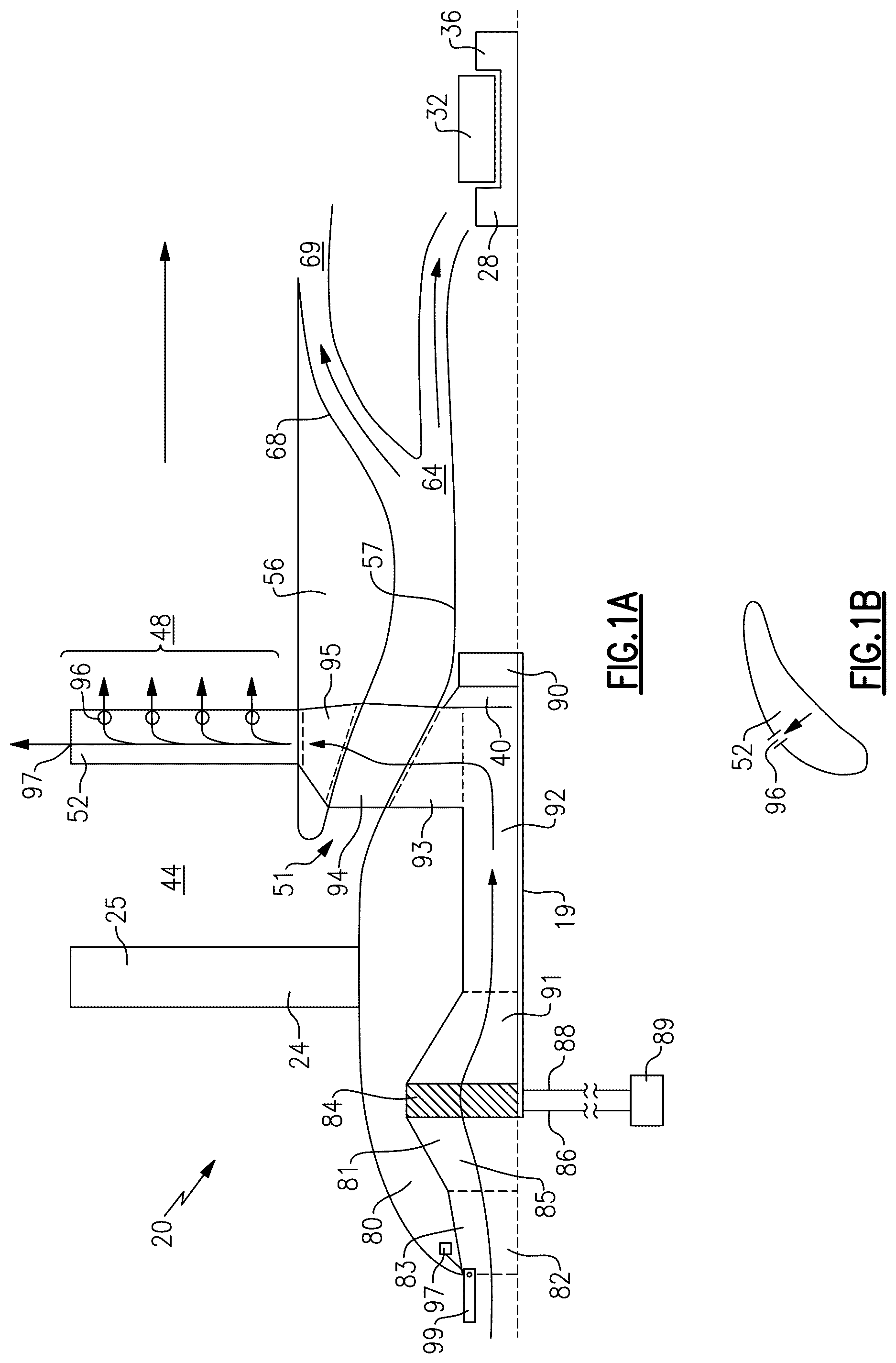 Patent US12618367 Figure 1 – Open rotor nose cone ram air heat exchanger with exhaust of cooling air through static structure